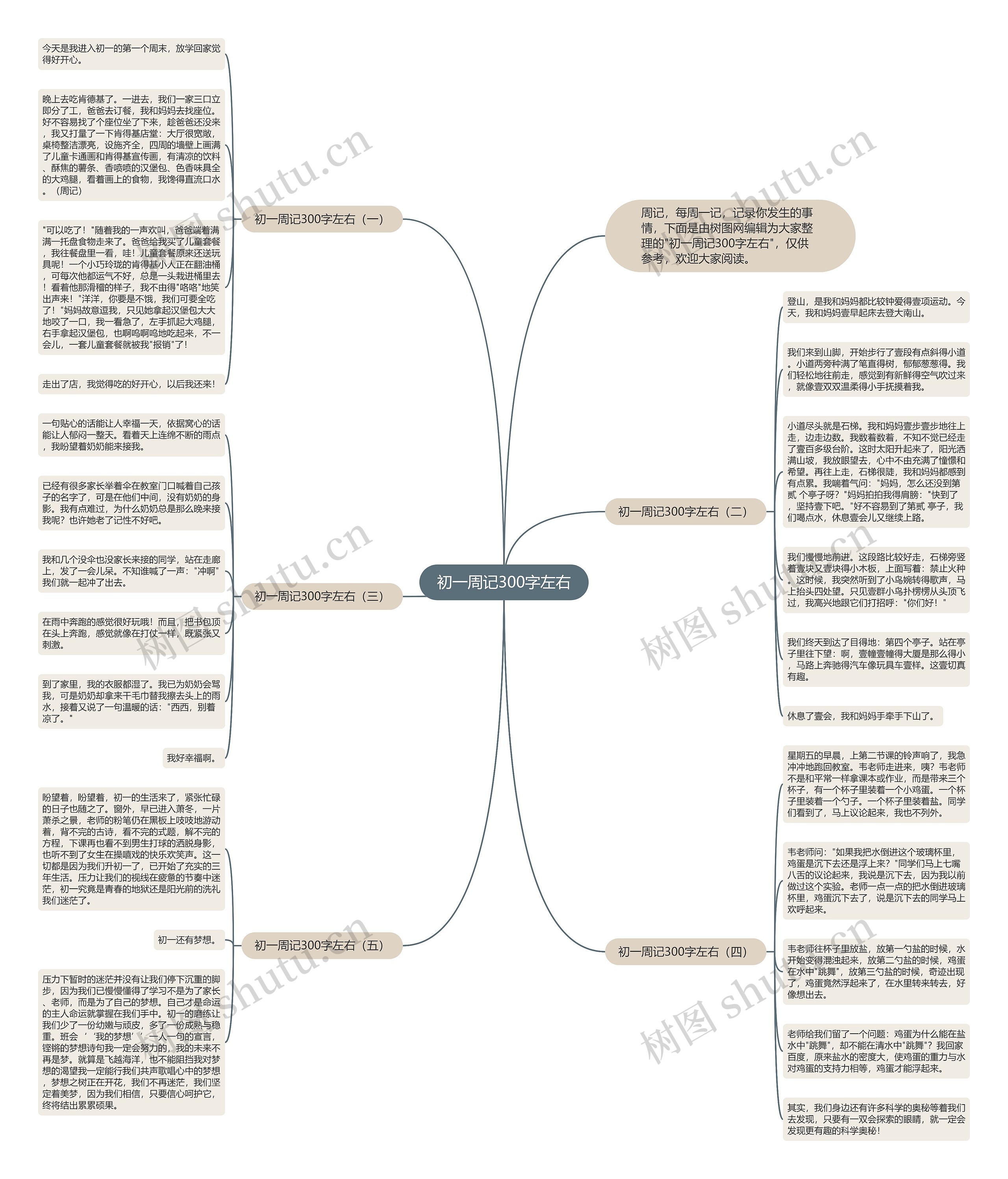 初一周记300字左右思维导图