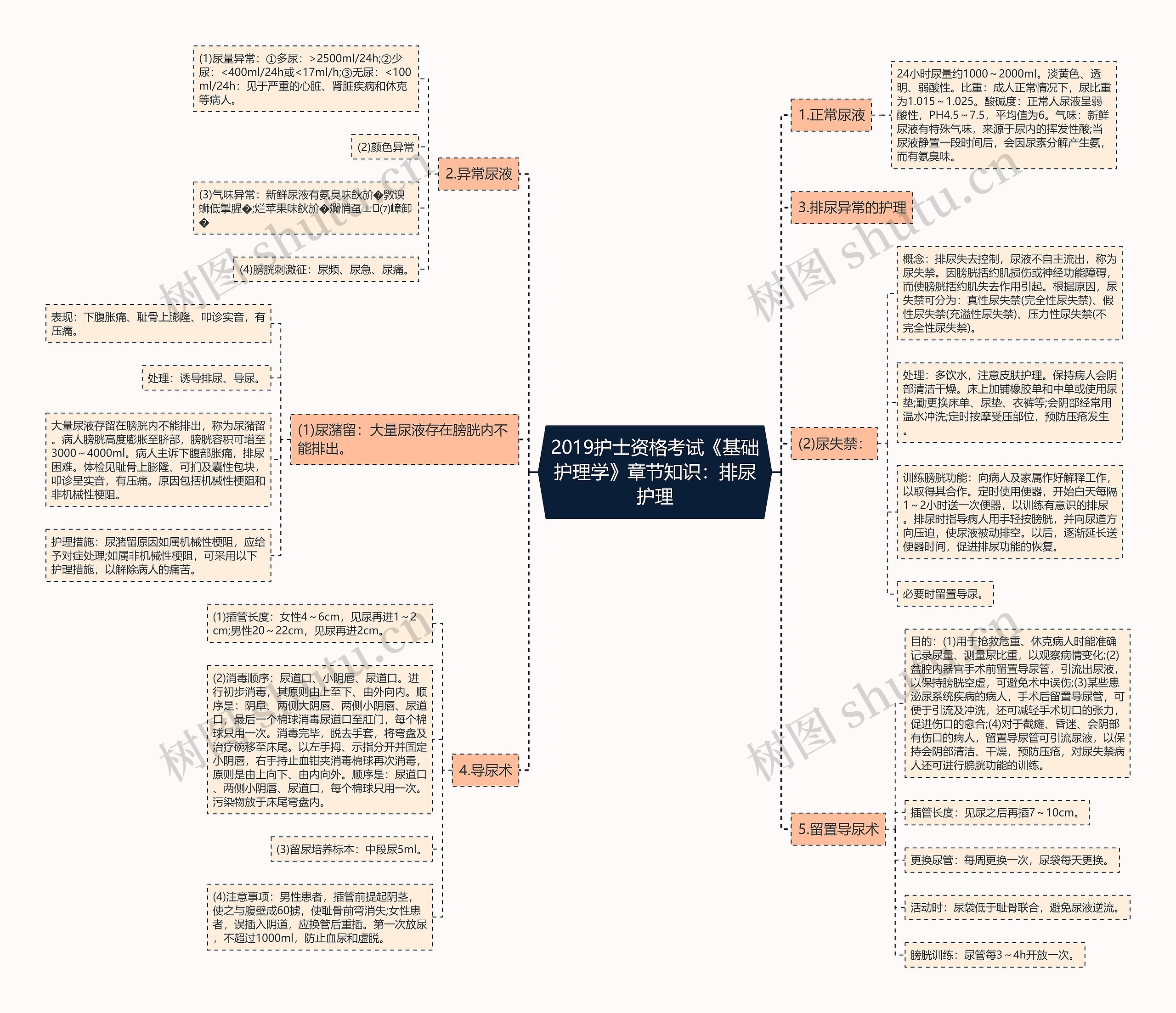 2019护士资格考试《基础护理学》章节知识：排尿护理思维导图