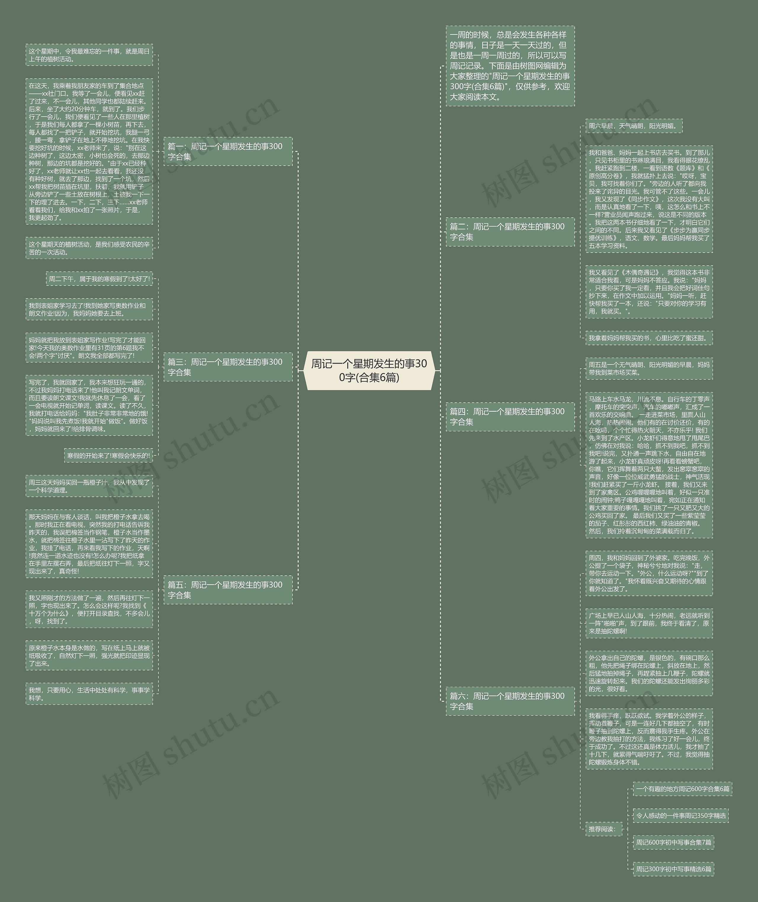 周记一个星期发生的事300字(合集6篇)思维导图