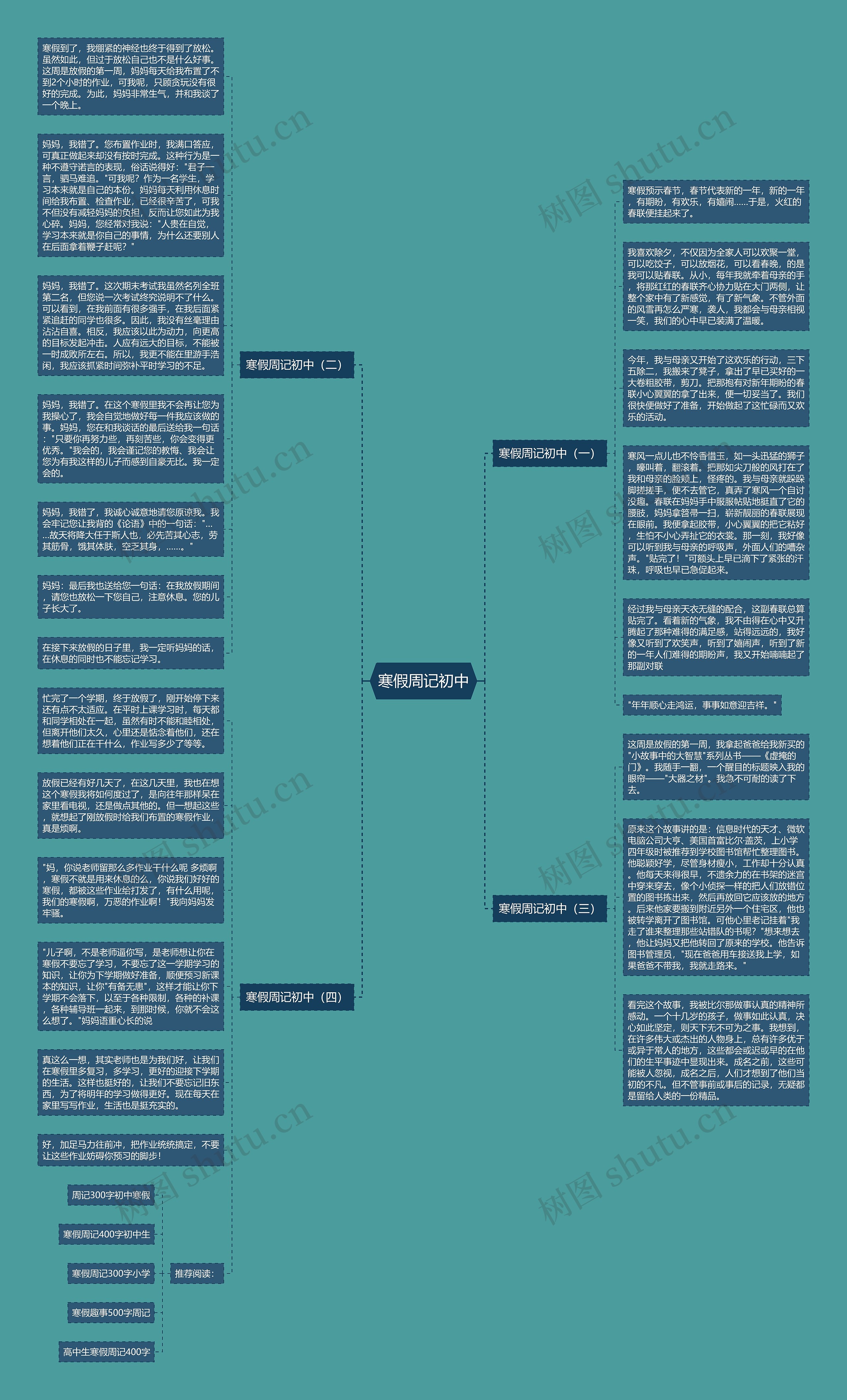 寒假周记初中思维导图