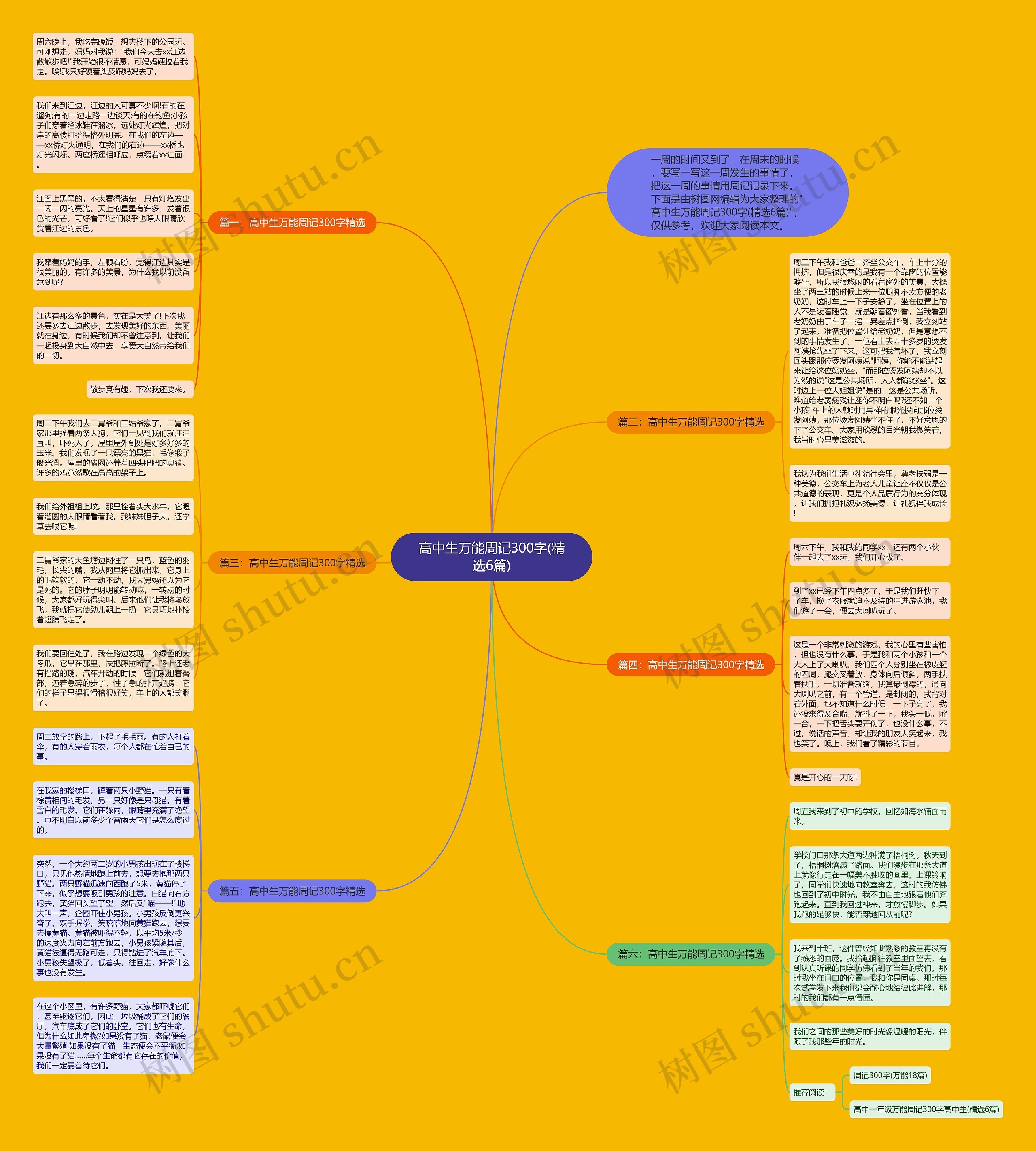 高中生万能周记300字(精选6篇)思维导图