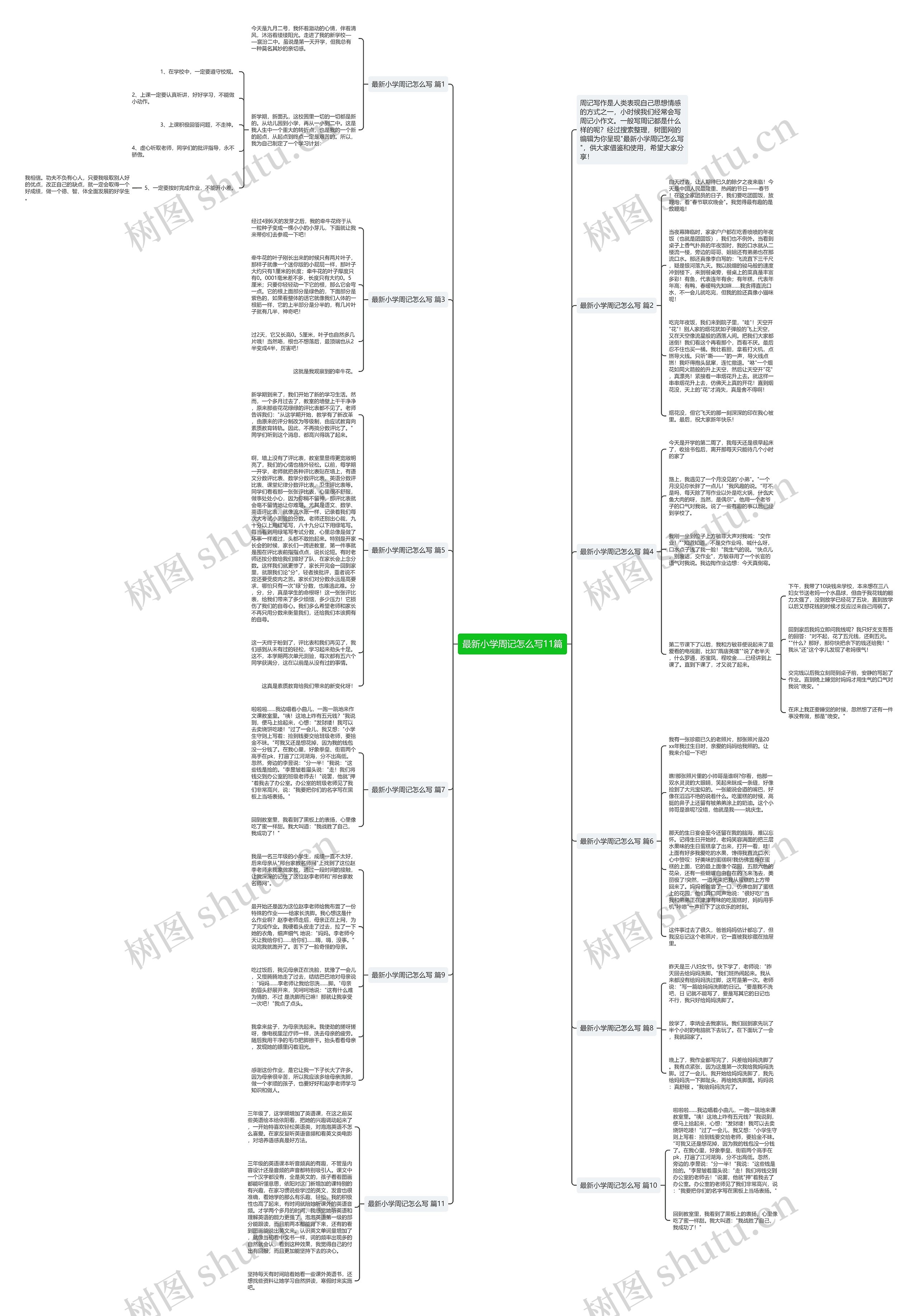 最新小学周记怎么写11篇思维导图