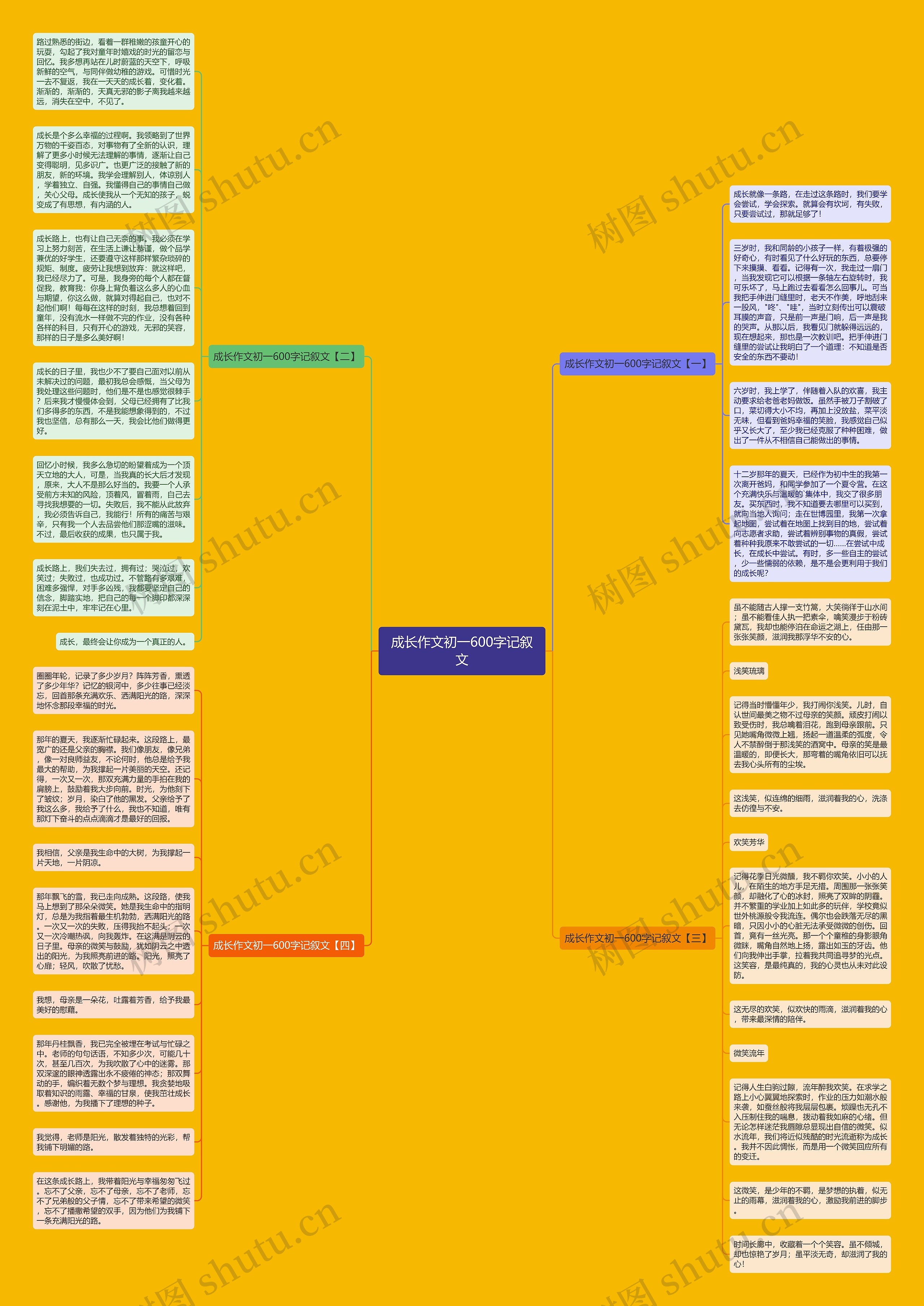 成长作文初一600字记叙文思维导图