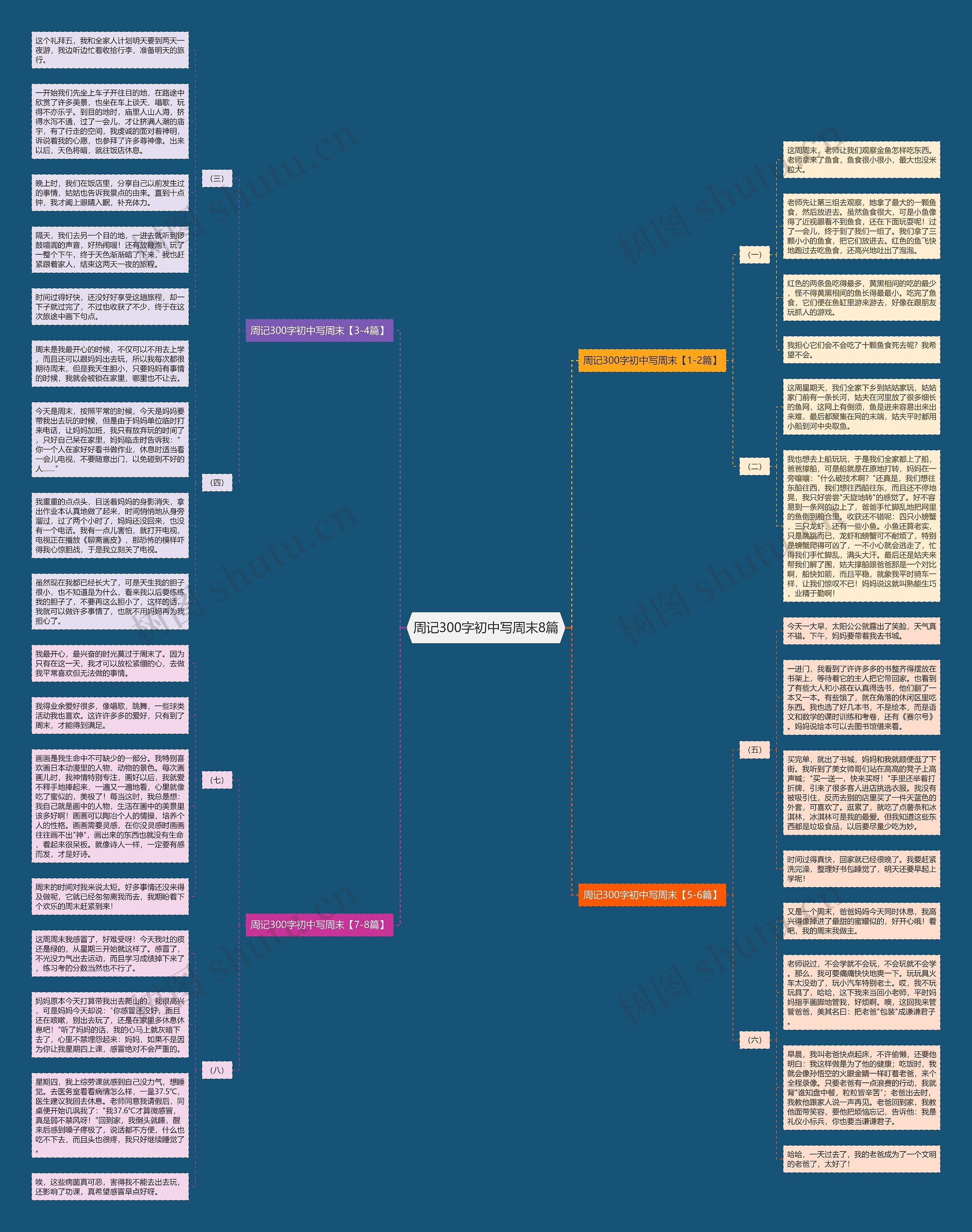 周记300字初中写周末8篇思维导图