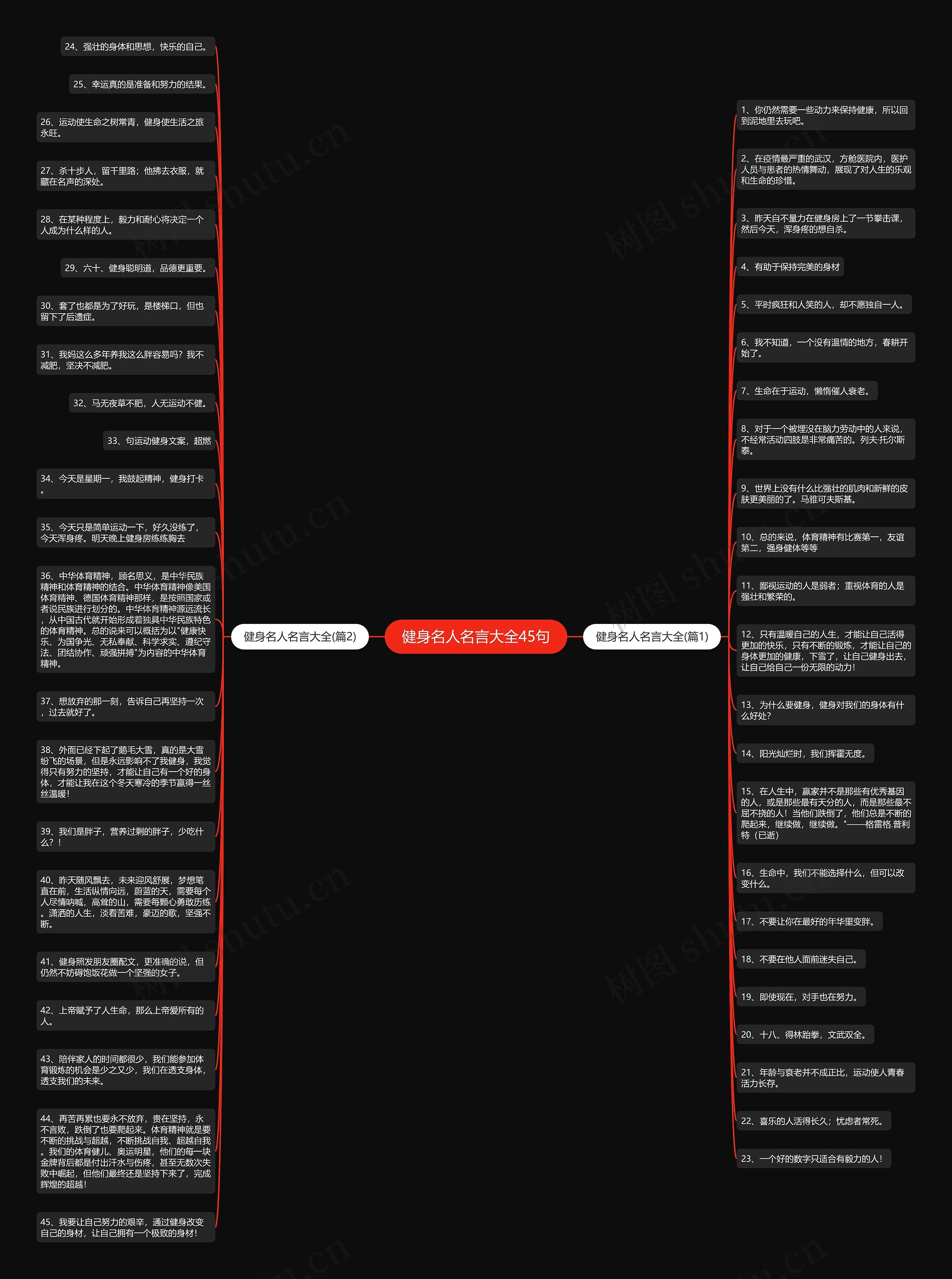 健身名人名言大全45句思维导图