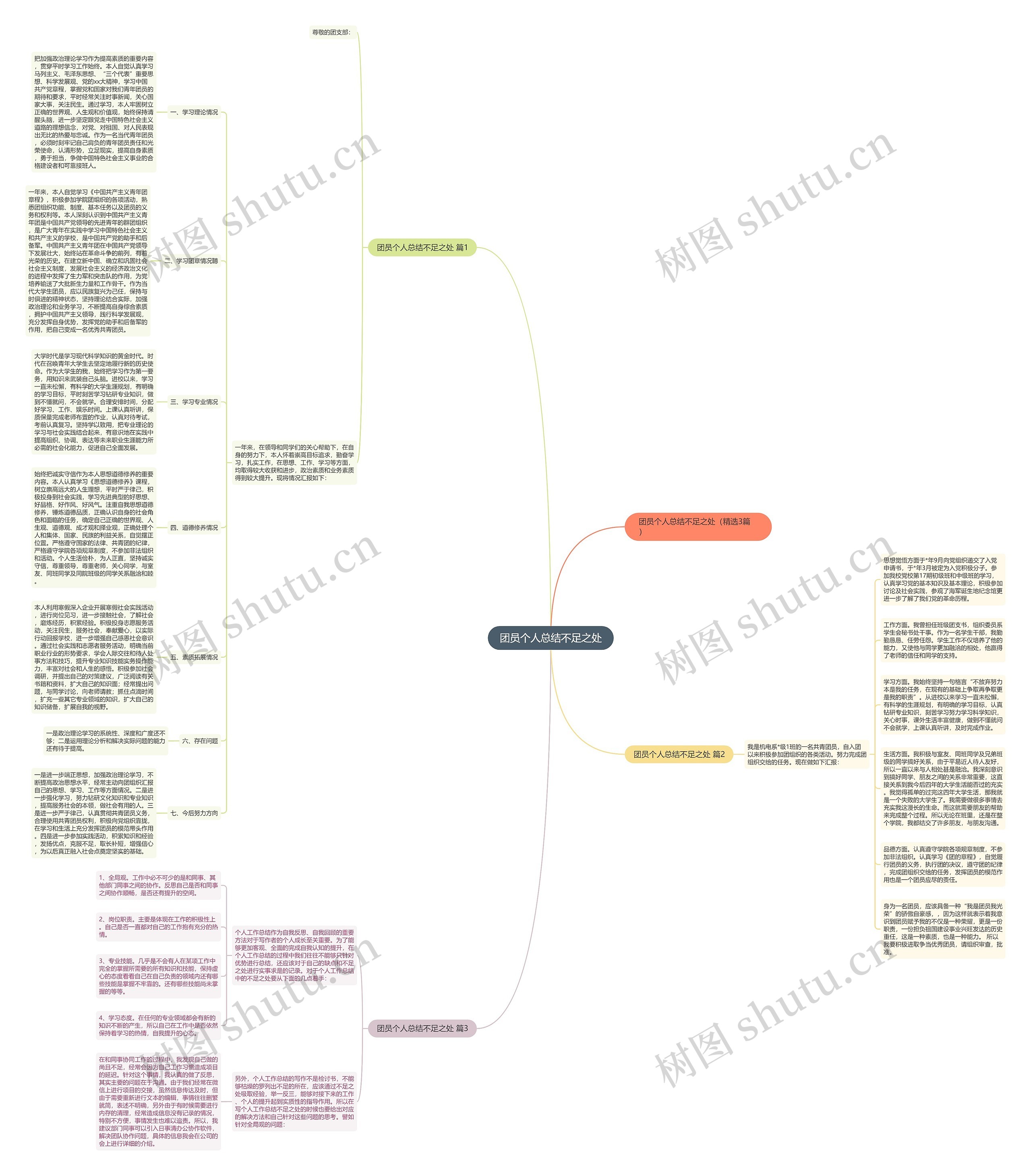 团员个人总结不足之处思维导图