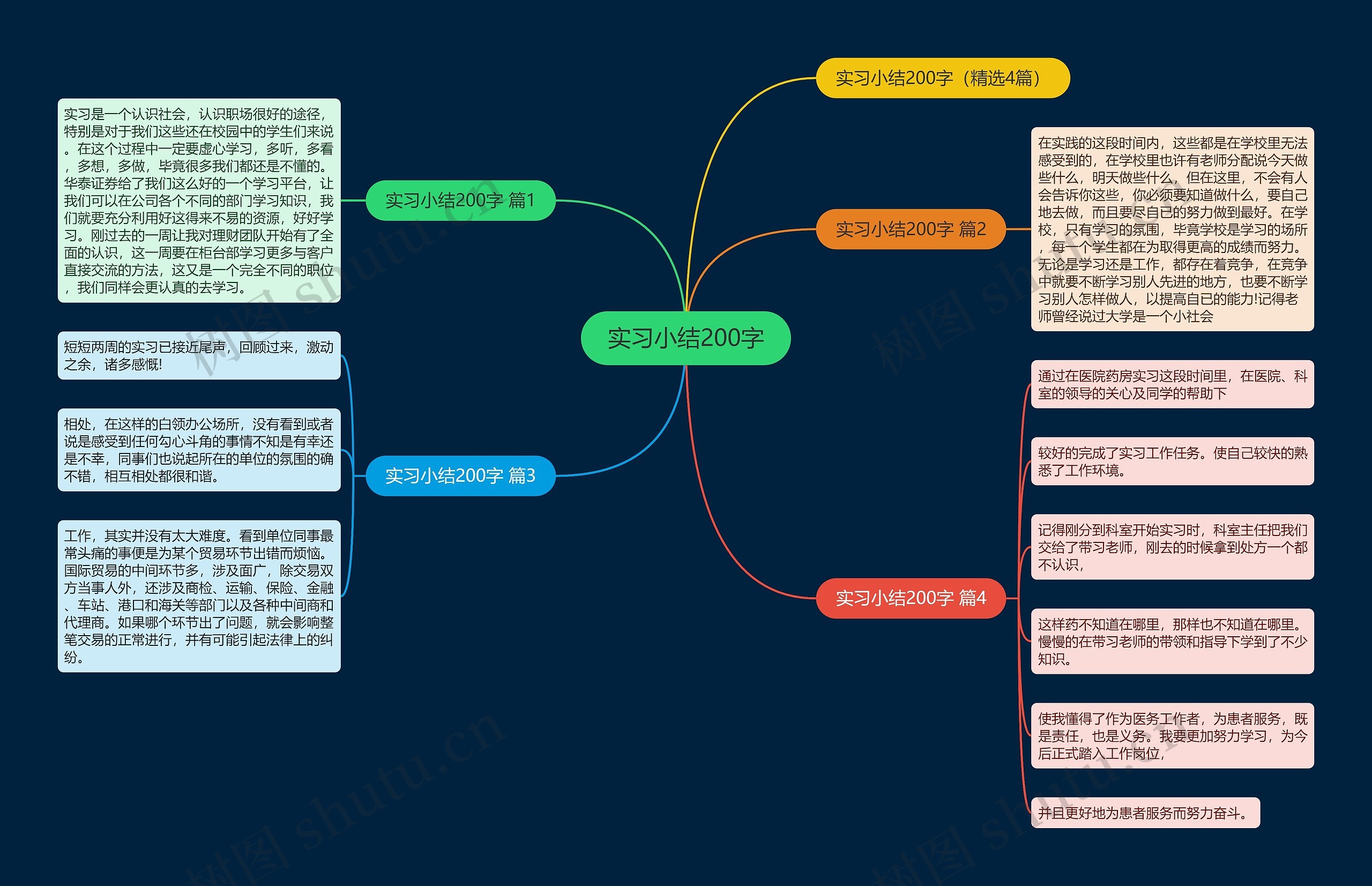 实习小结200字思维导图