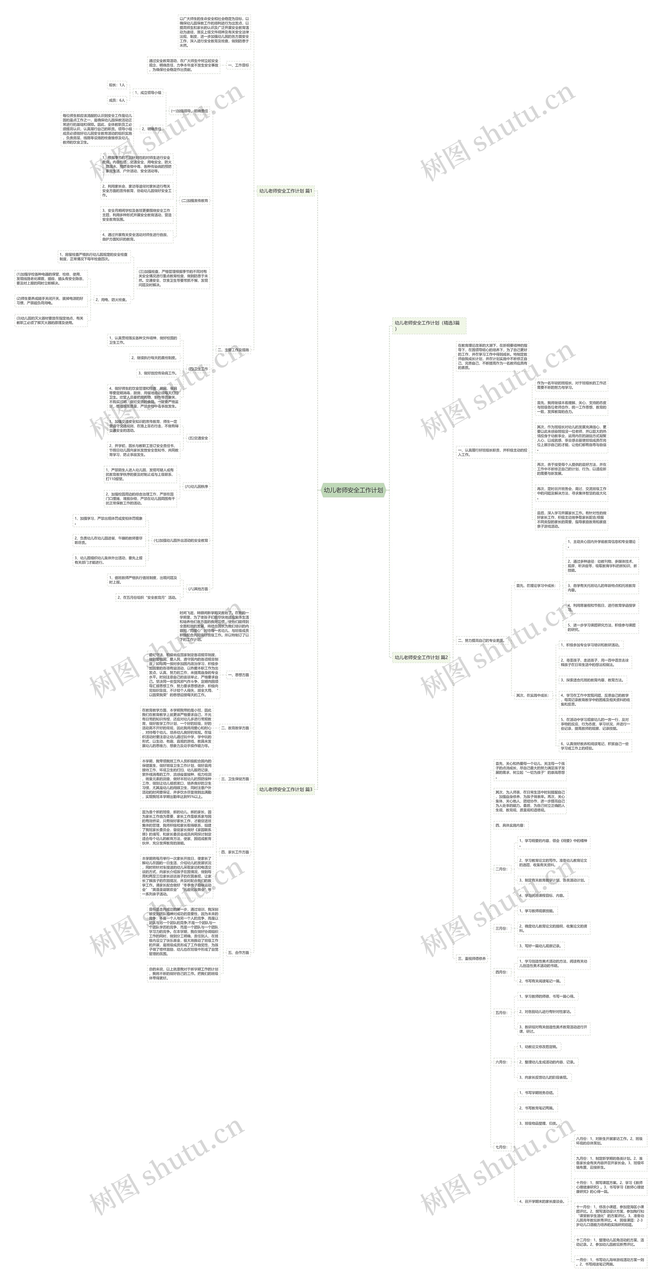 幼儿老师安全工作计划思维导图
