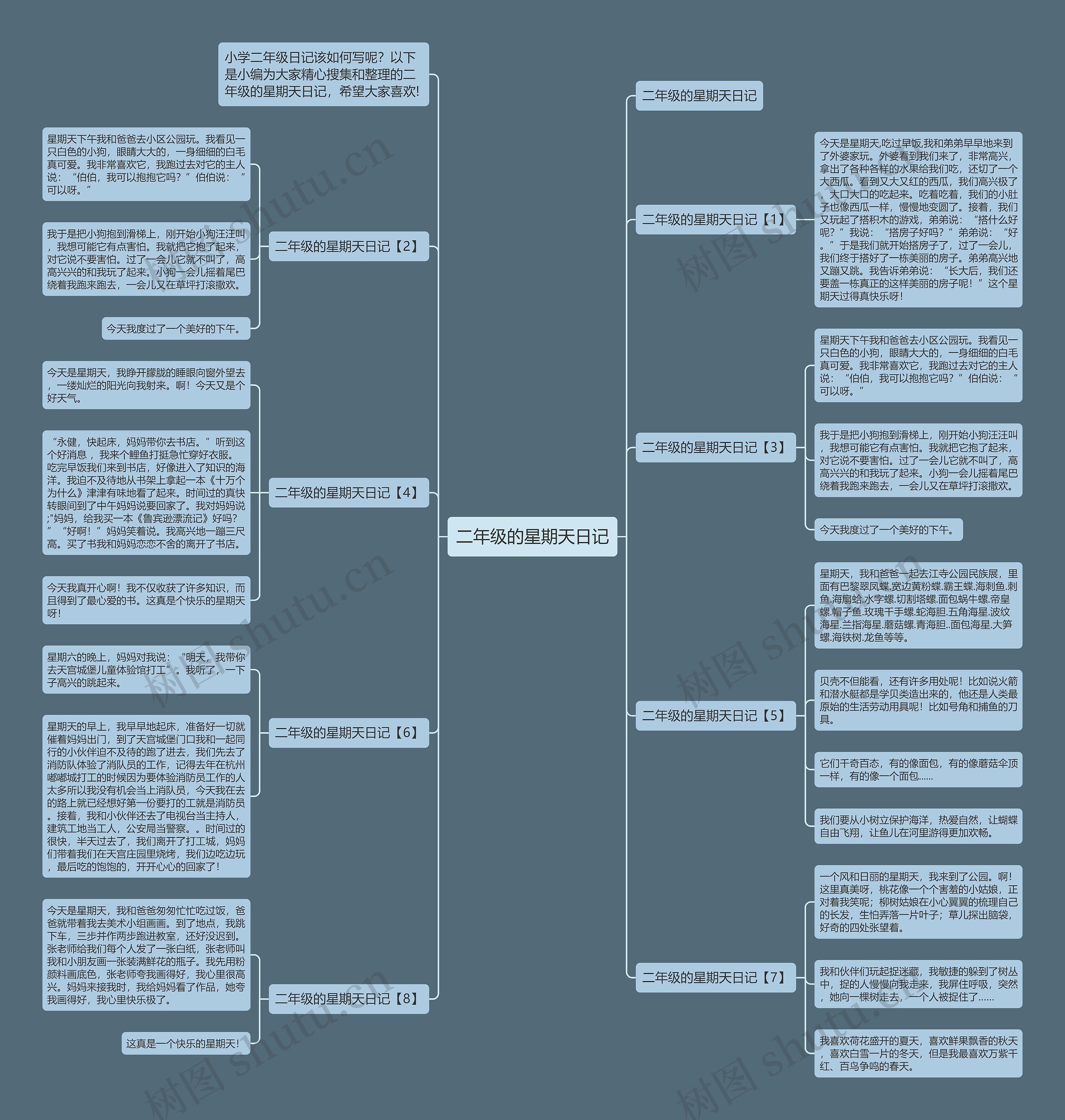 二年级的星期天日记思维导图
