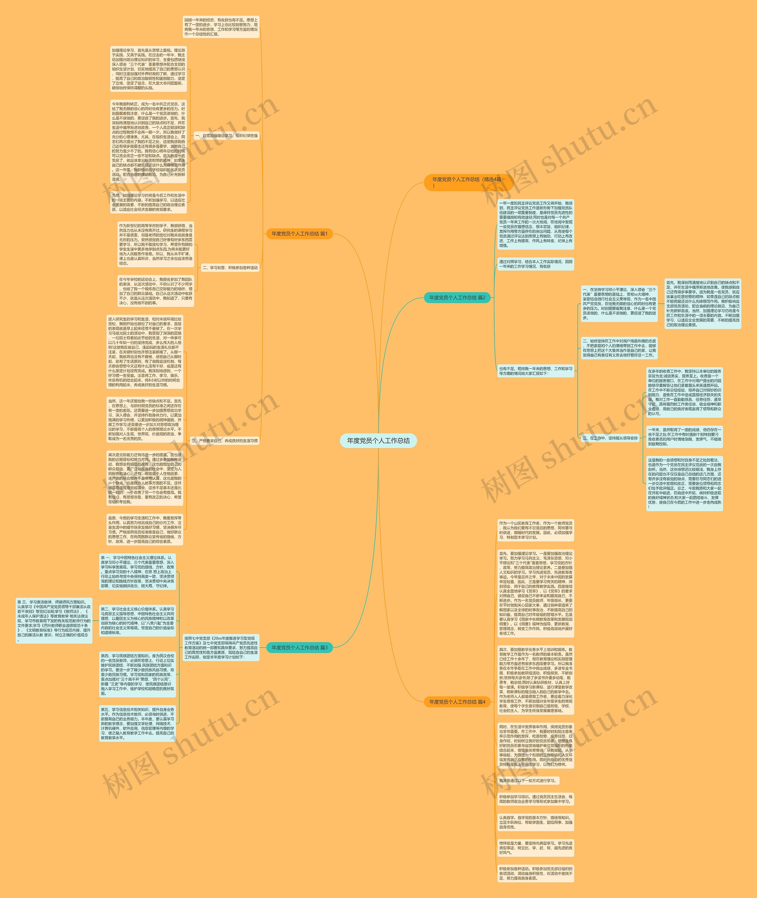 年度党员个人工作总结思维导图