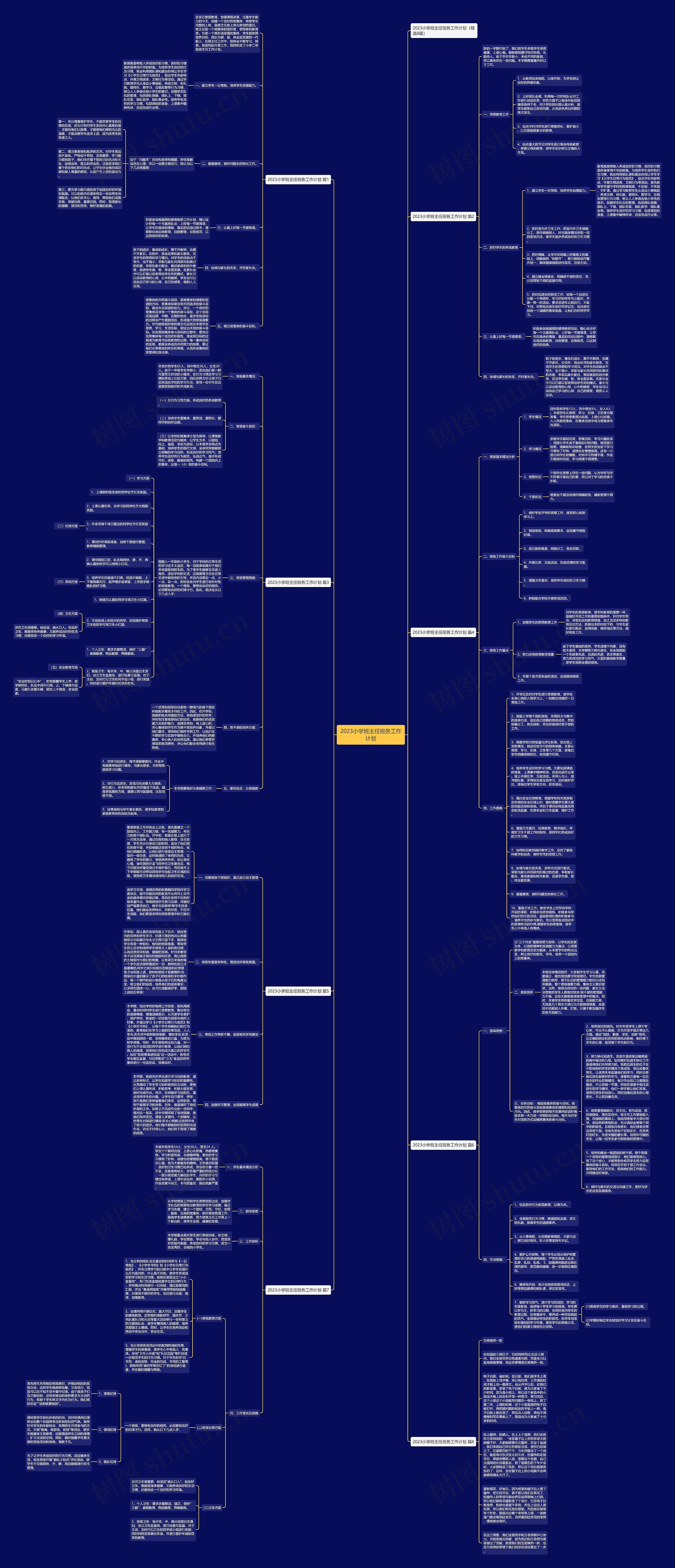 2023小学班主任班务工作计划思维导图