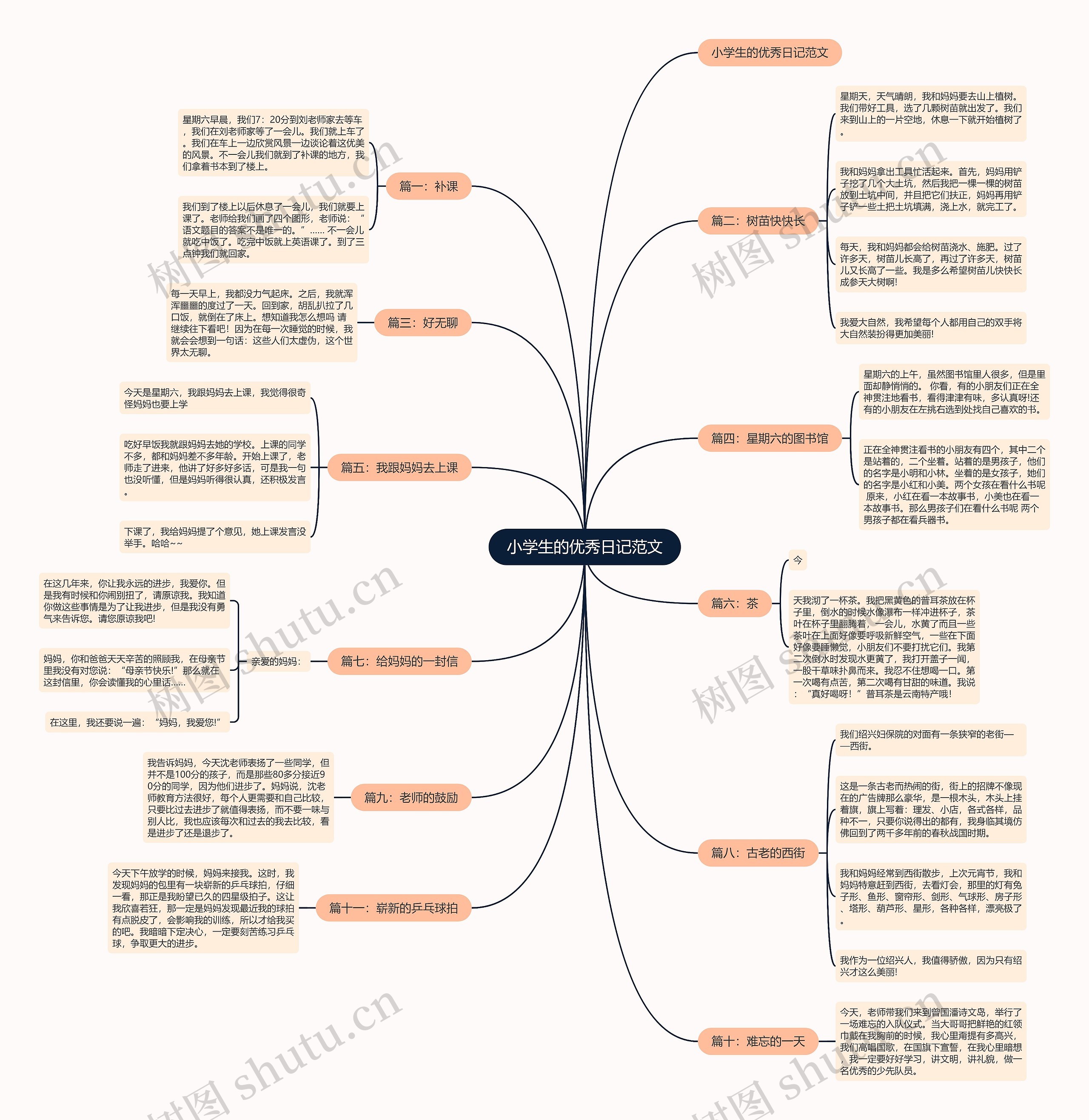 小学生的优秀日记范文思维导图