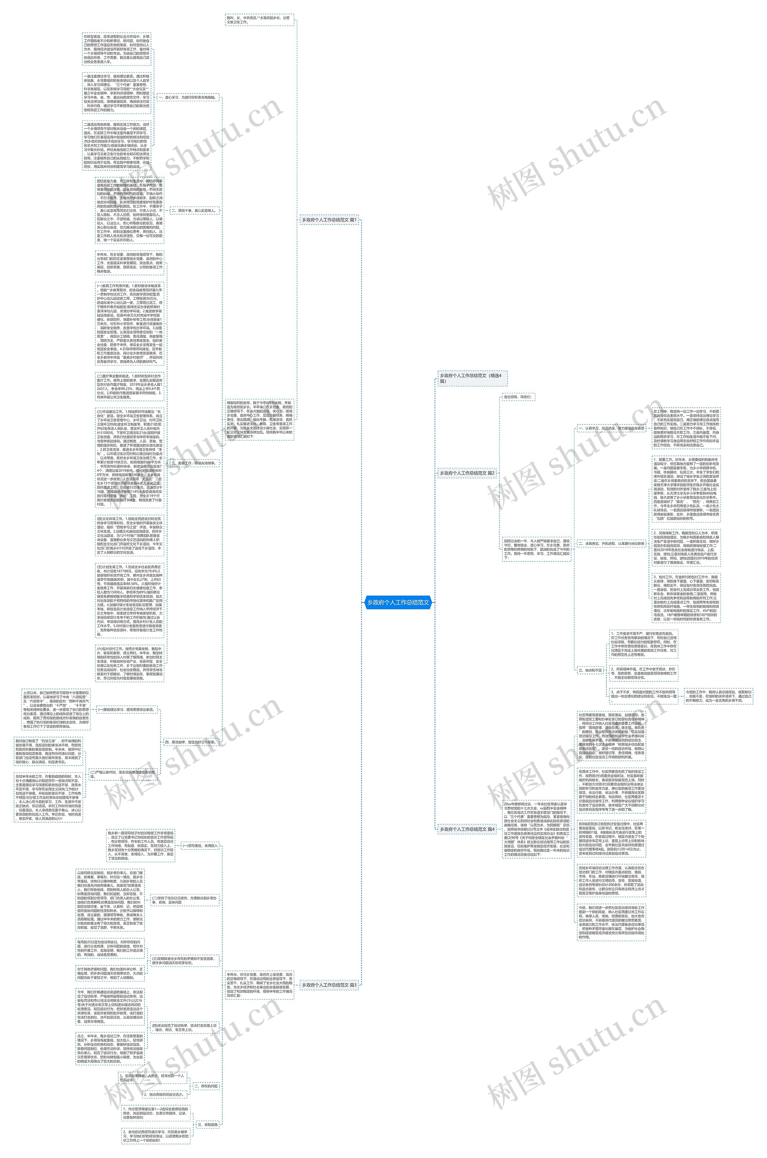 乡政府个人工作总结范文思维导图