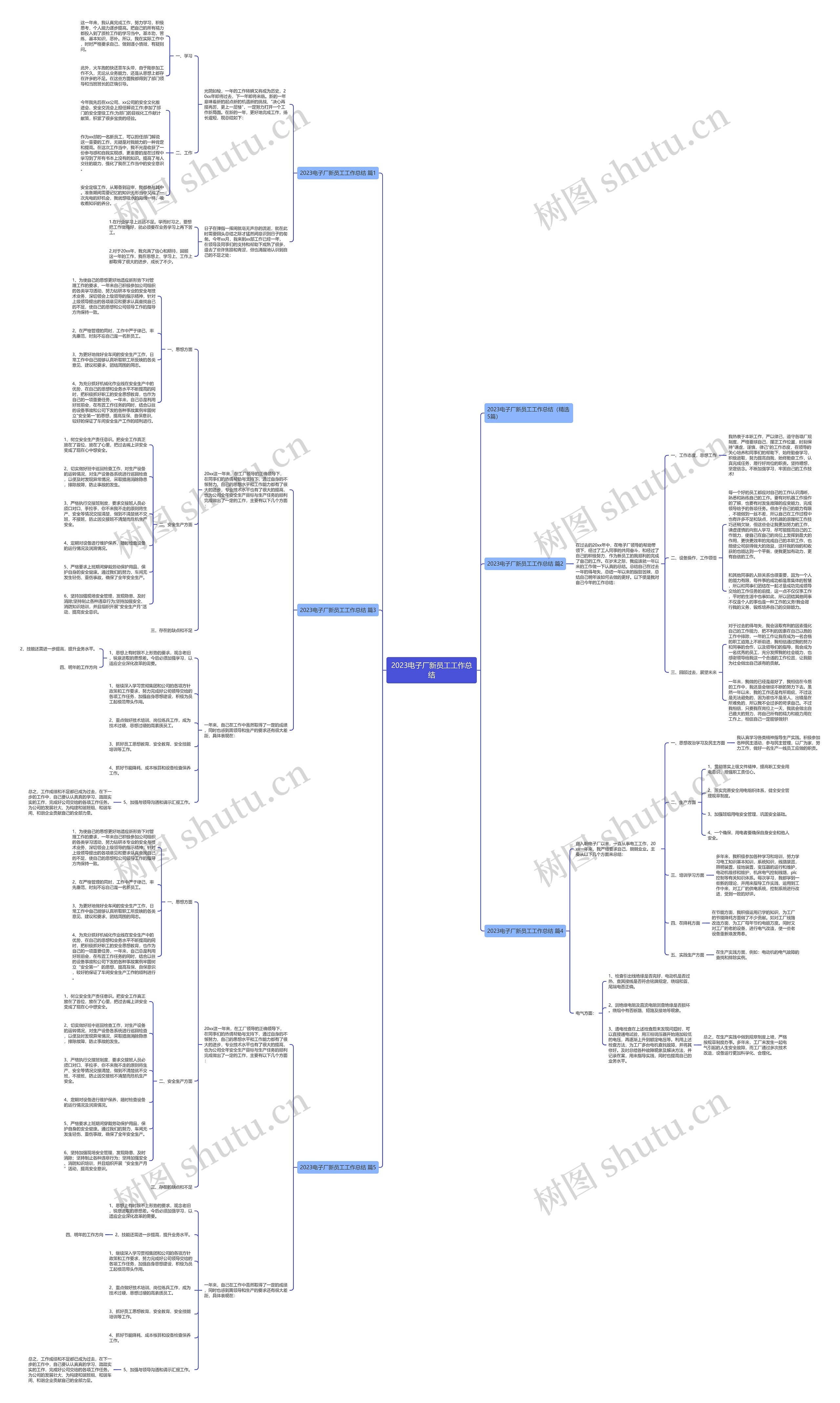2023电子厂新员工工作总结思维导图