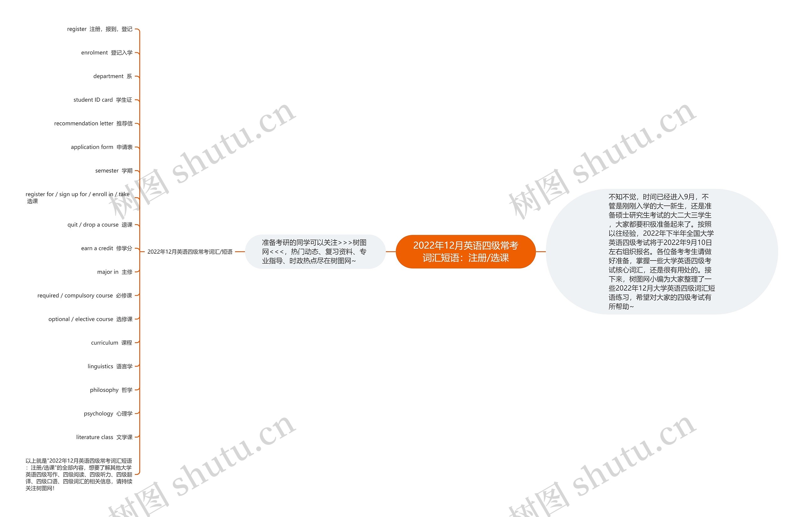 2022年12月英语四级常考词汇短语：注册/选课