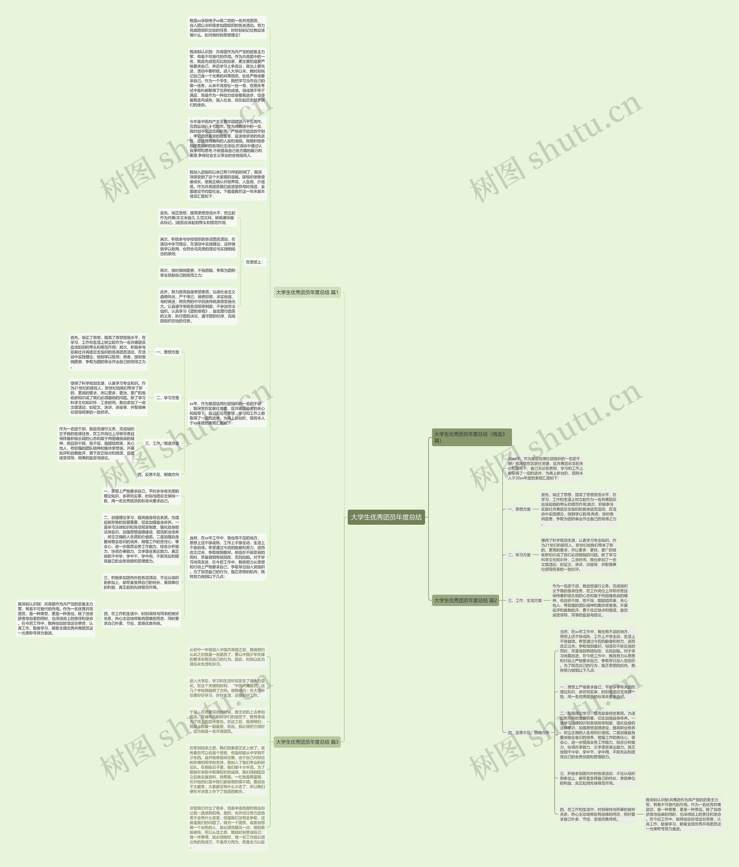 大学生优秀团员年度总结思维导图
