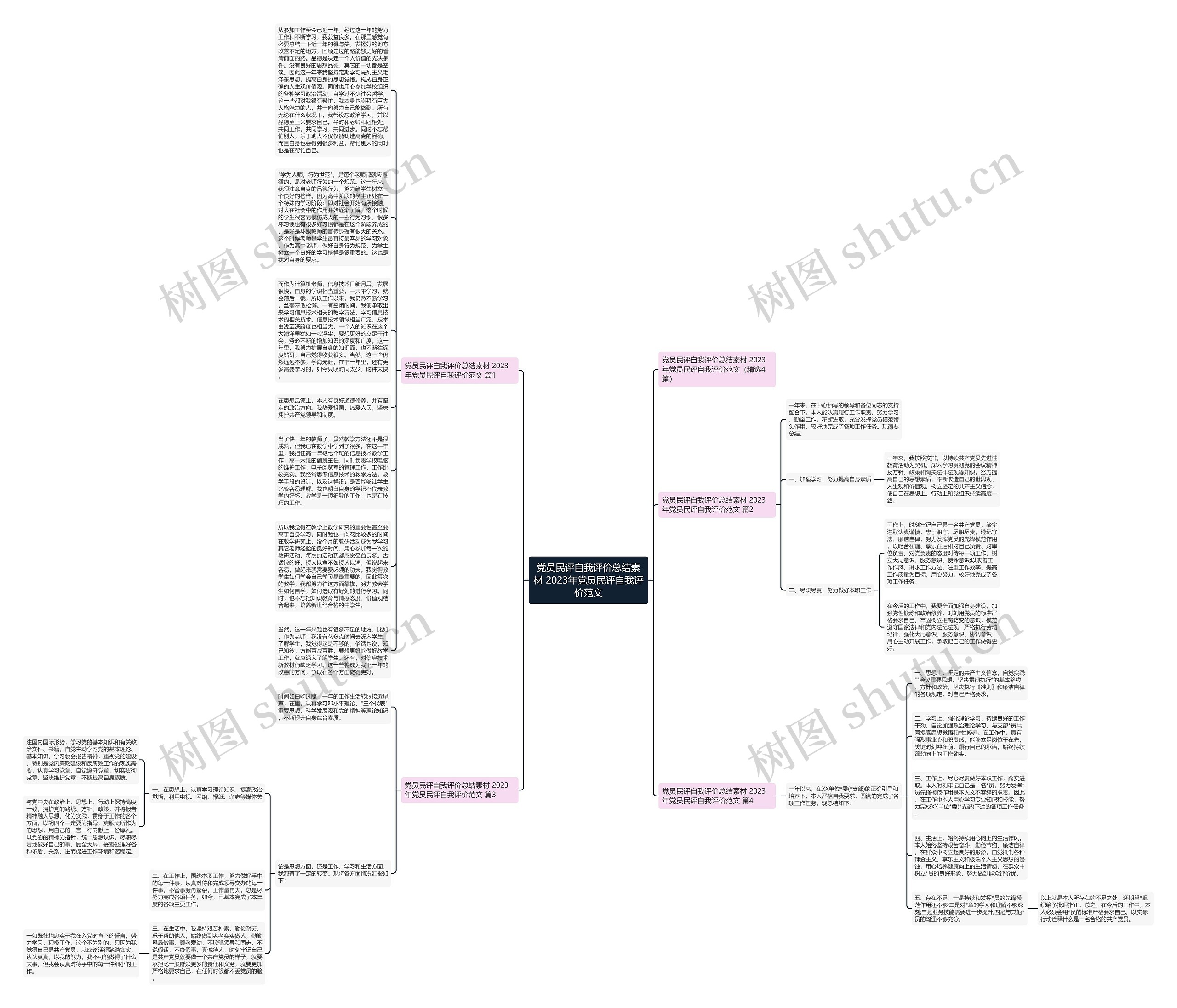 党员民评自我评价总结素材 2023年党员民评自我评价范文思维导图