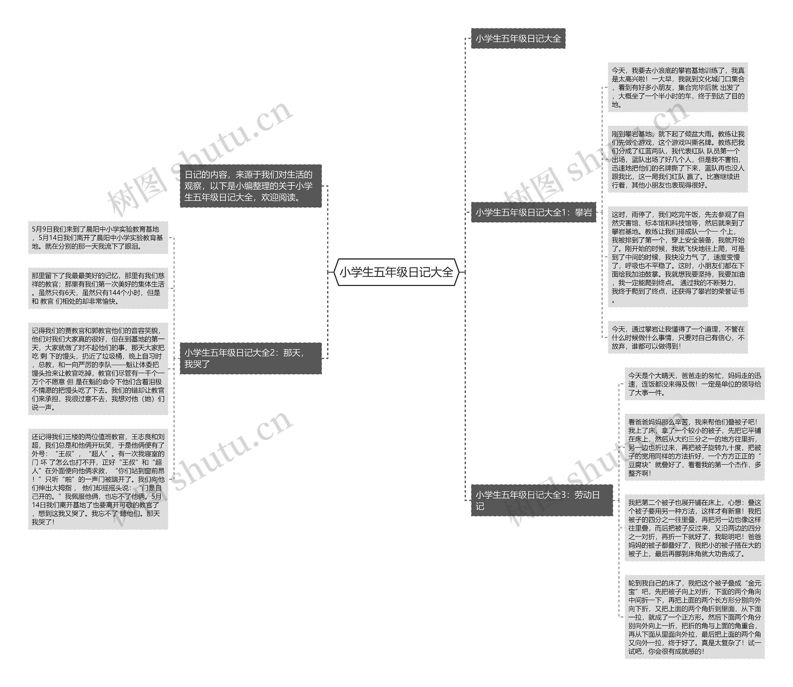 小学生五年级日记大全思维导图