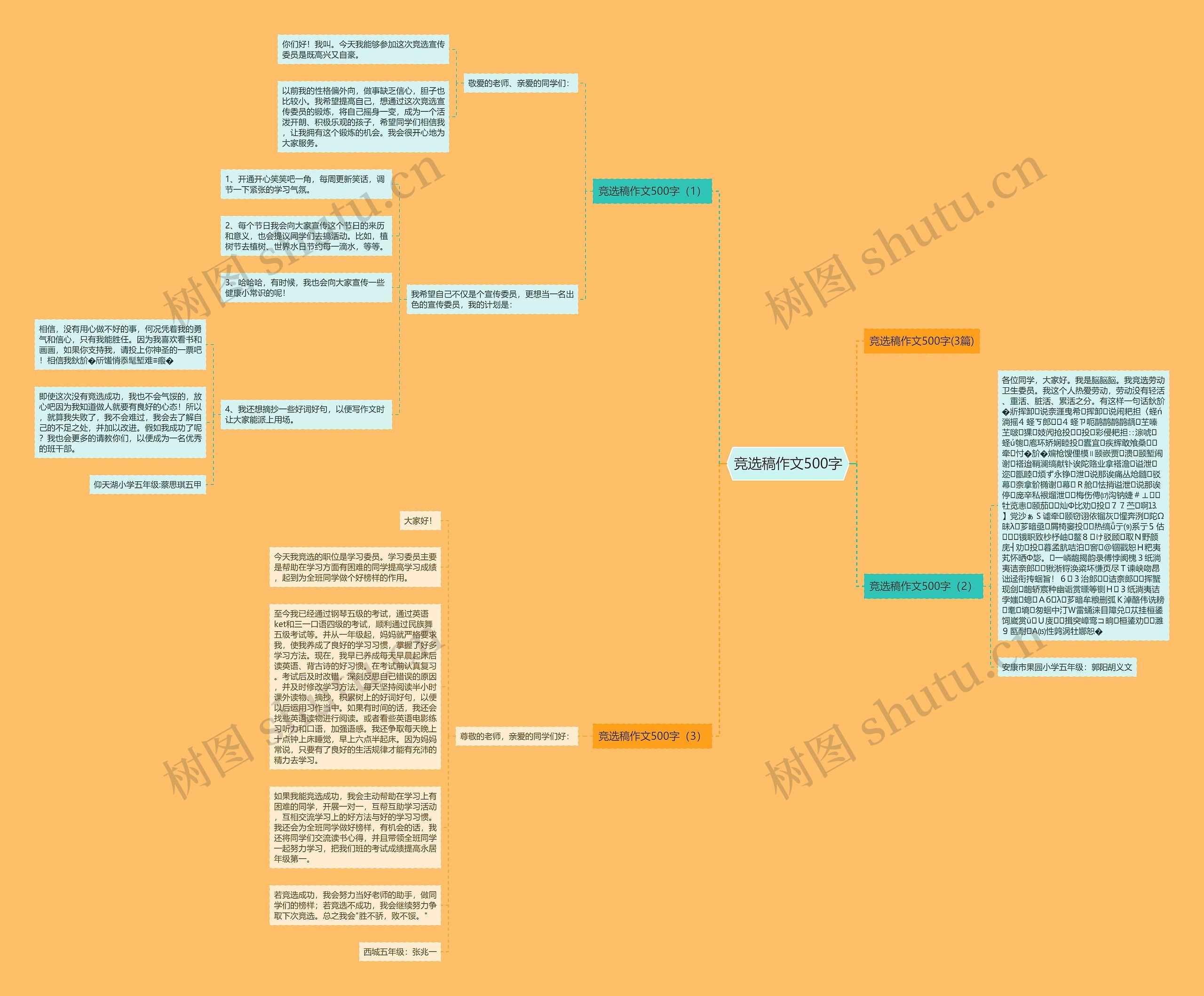 竞选稿作文500字思维导图
