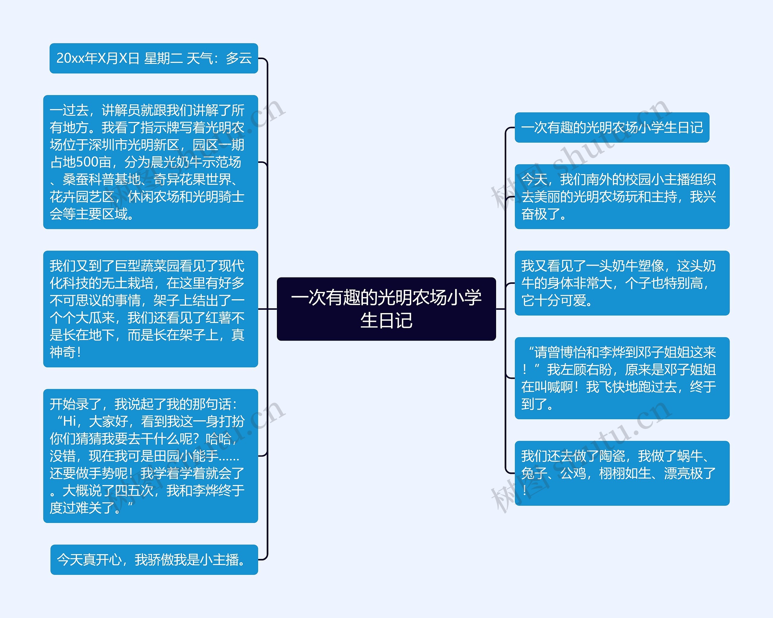 一次有趣的光明农场小学生日记思维导图