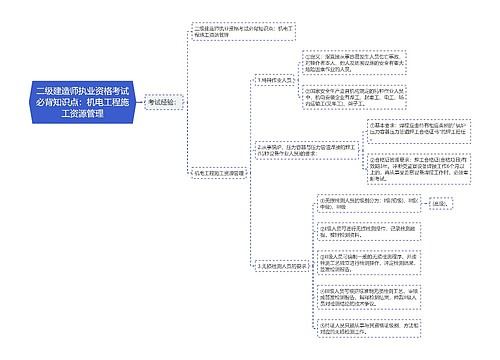 二级建造师执业资格考试必背知识点：机电工程施工资源管理