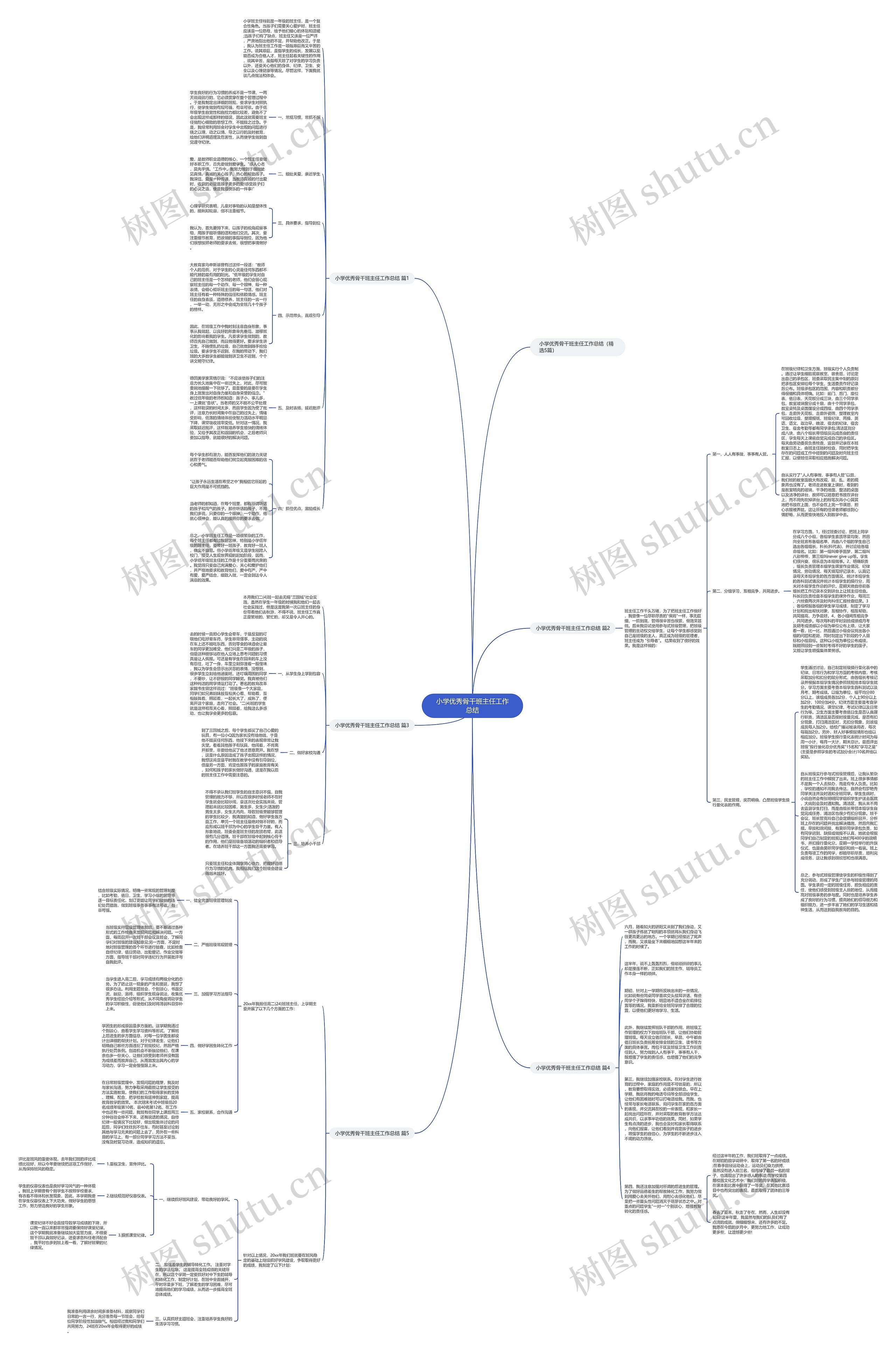 小学优秀骨干班主任工作总结思维导图