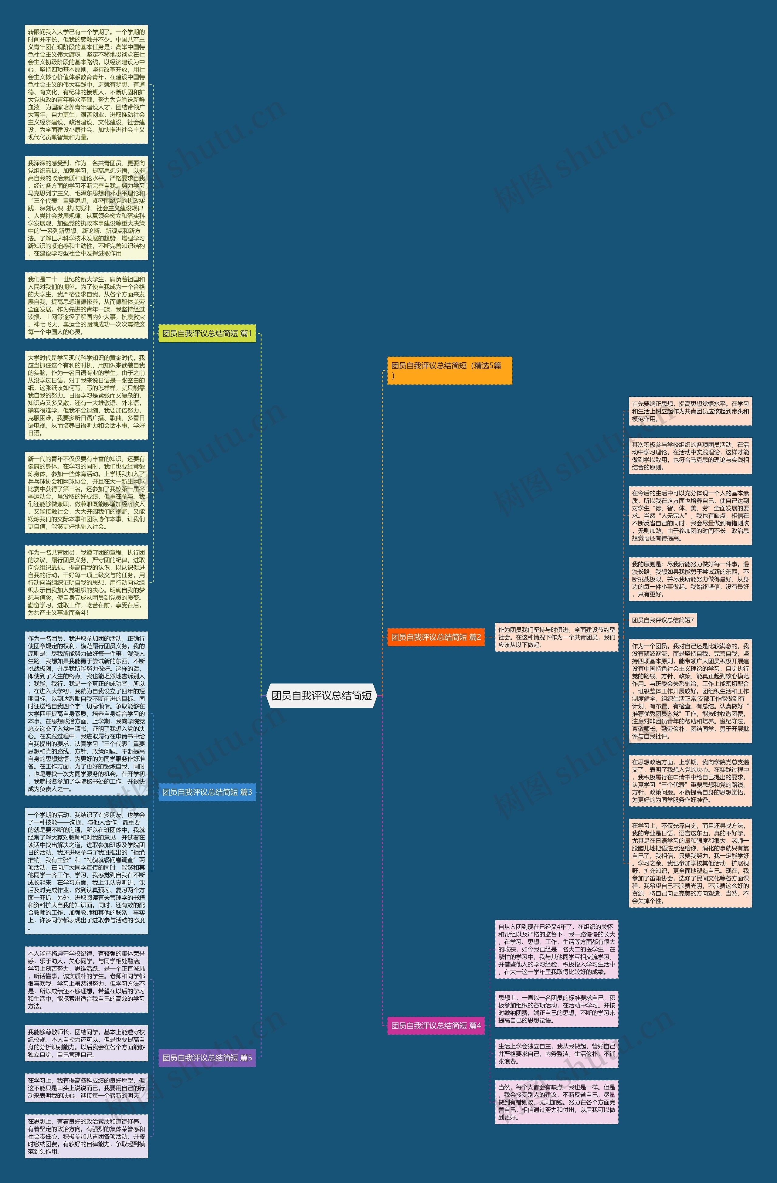 团员自我评议总结简短思维导图