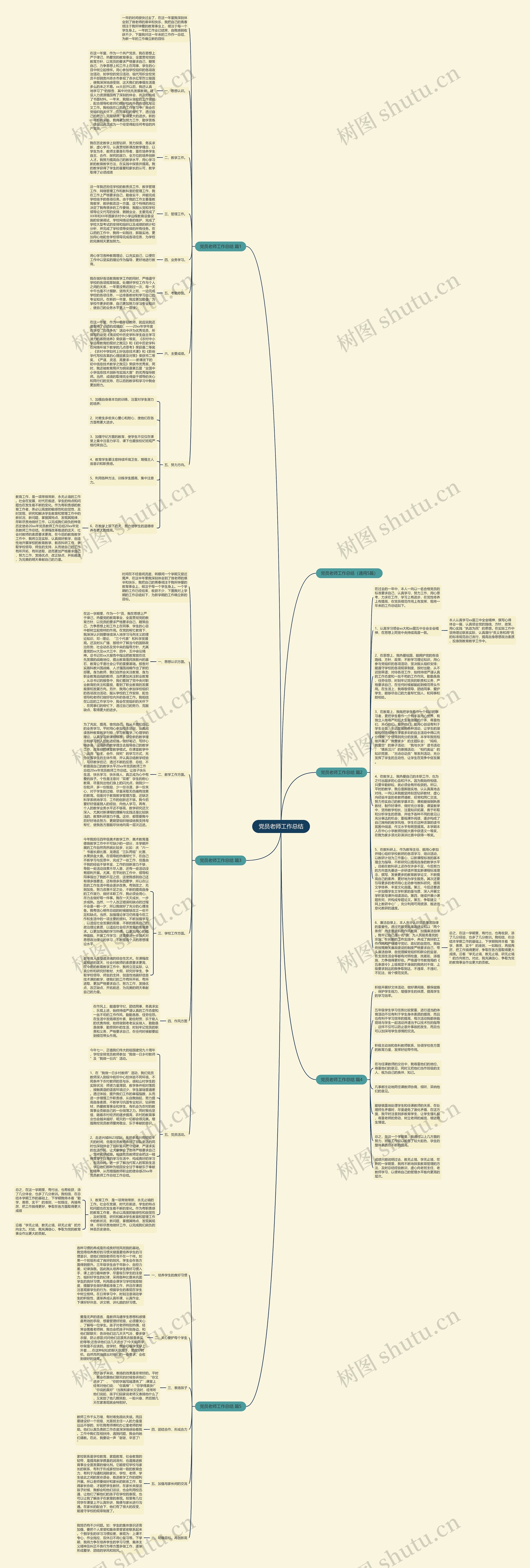 党员老师工作总结思维导图