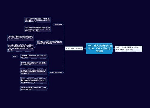 2020二建执业资格考试培训讲义：机电工程施工资源管理