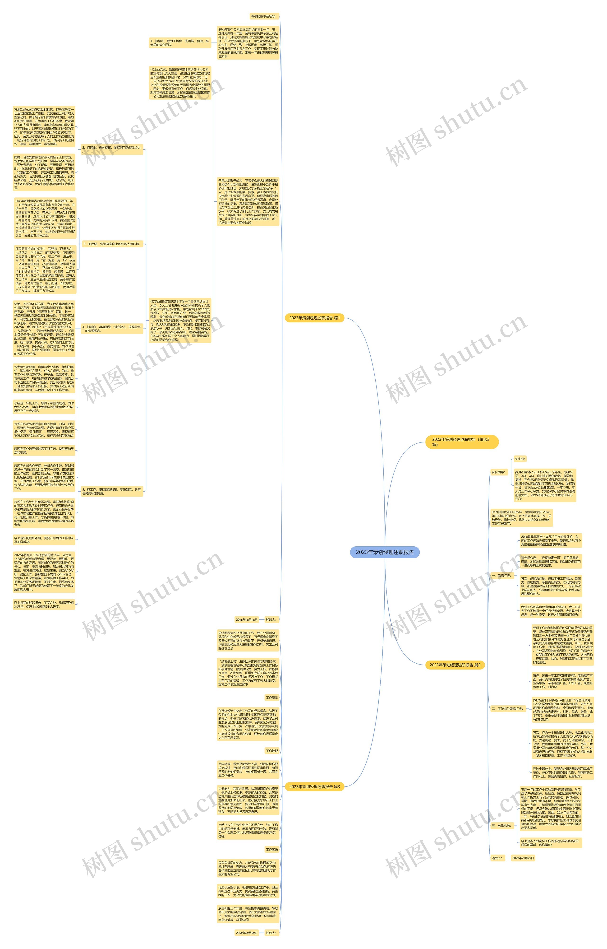 2023年策划经理述职报告思维导图