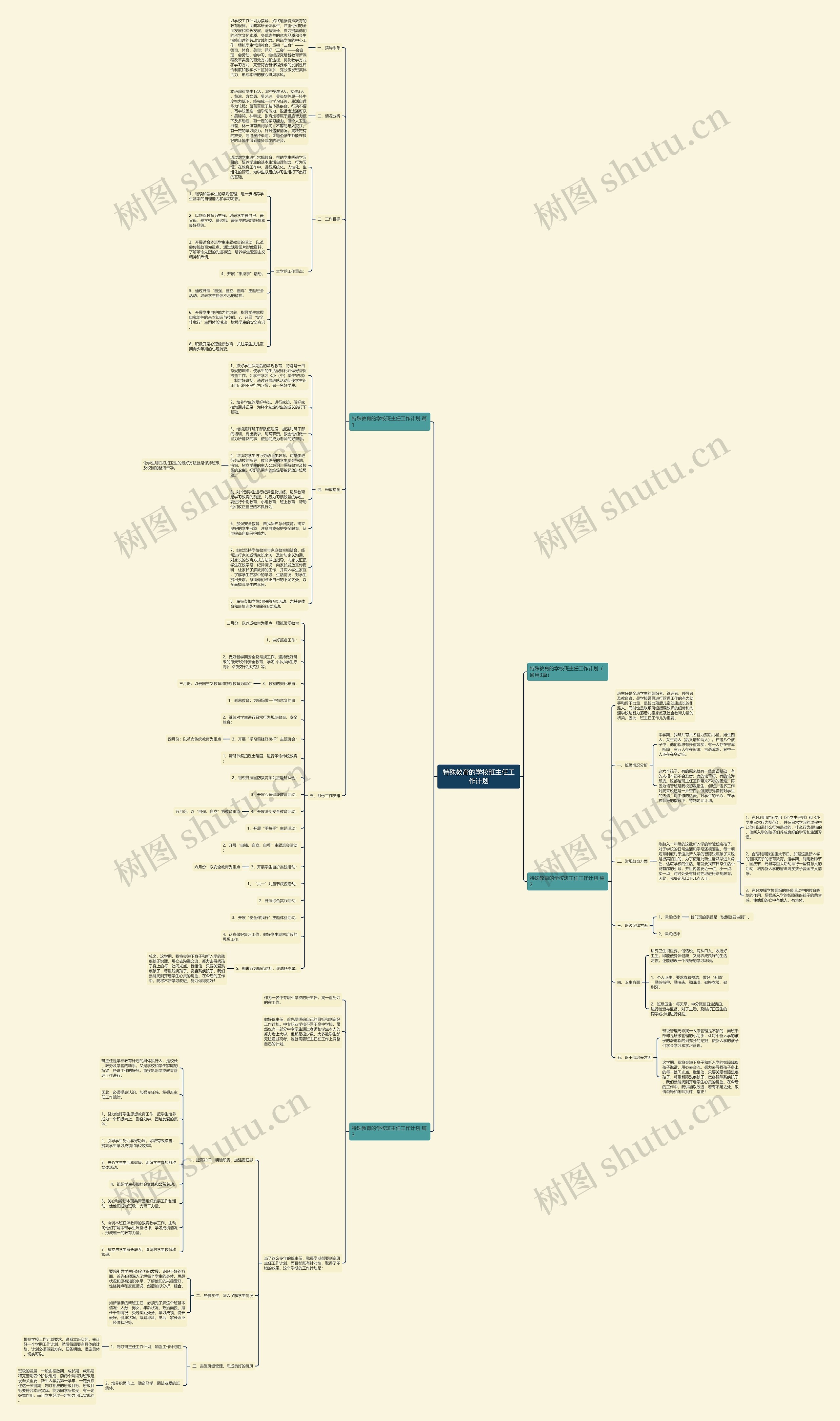 特殊教育的学校班主任工作计划思维导图