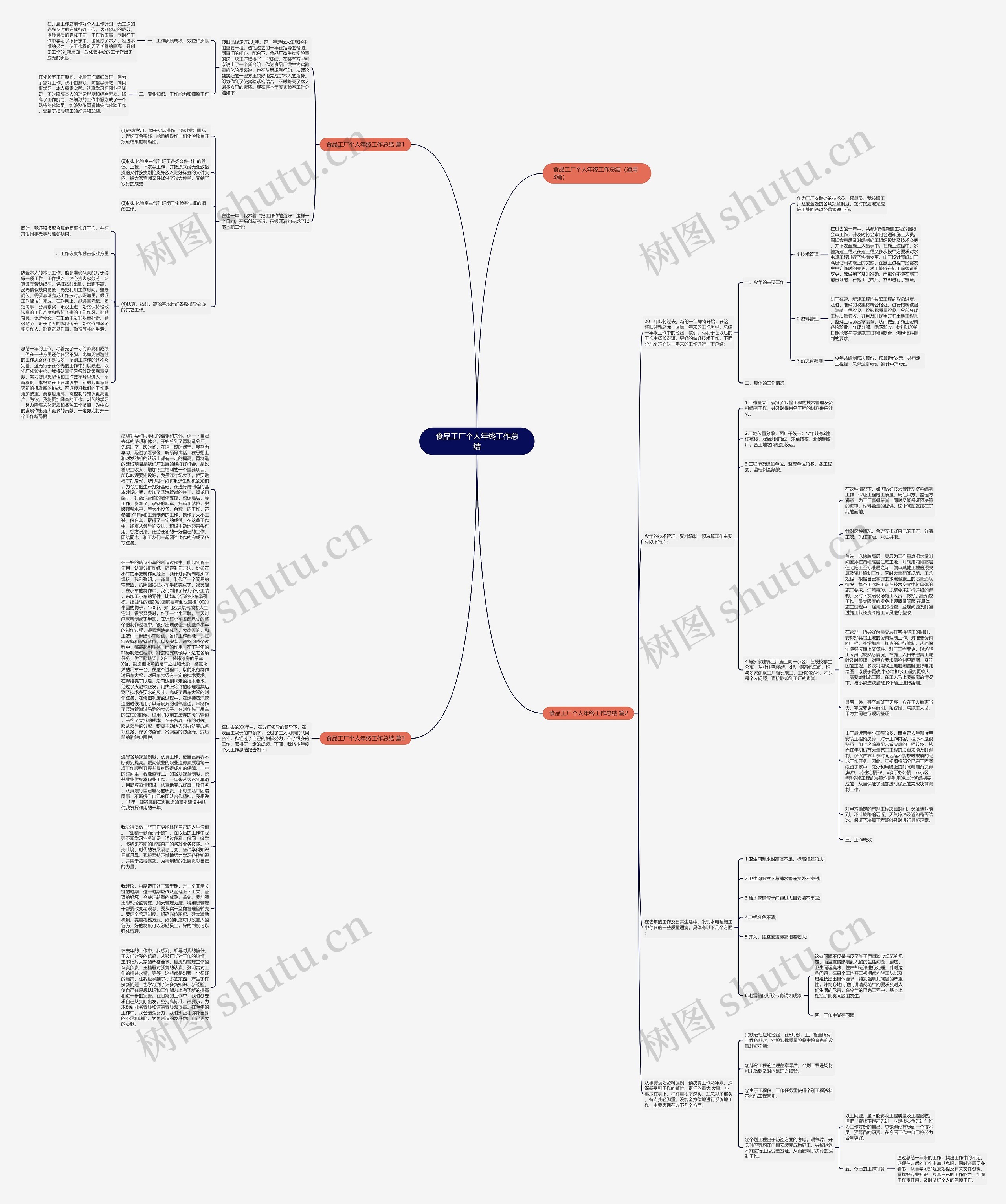 食品工厂个人年终工作总结思维导图