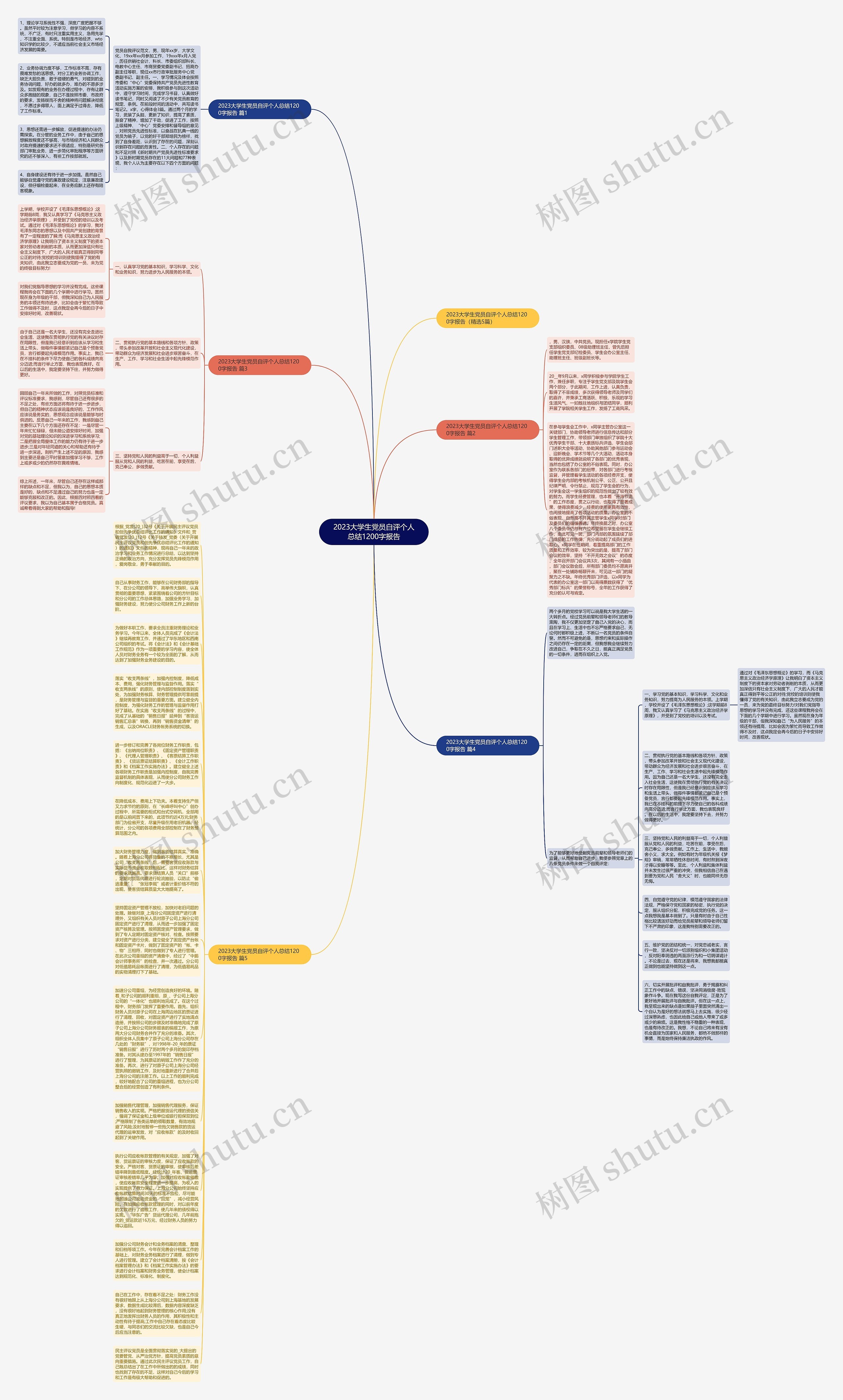 2023大学生党员自评个人总结1200字报告思维导图高清图 2023大学生党员自评个人总结1200字报告思维导图