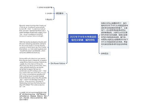 2022年下半年大学英语四级范文背诵：城市用电