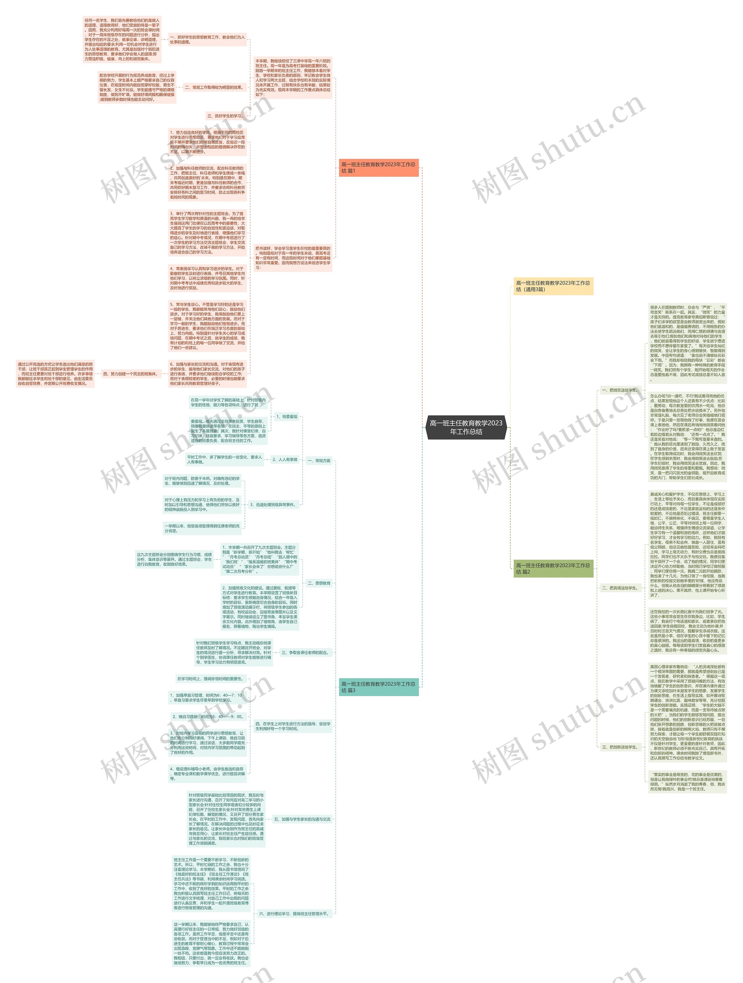 高一班主任教育教学2023年工作总结思维导图