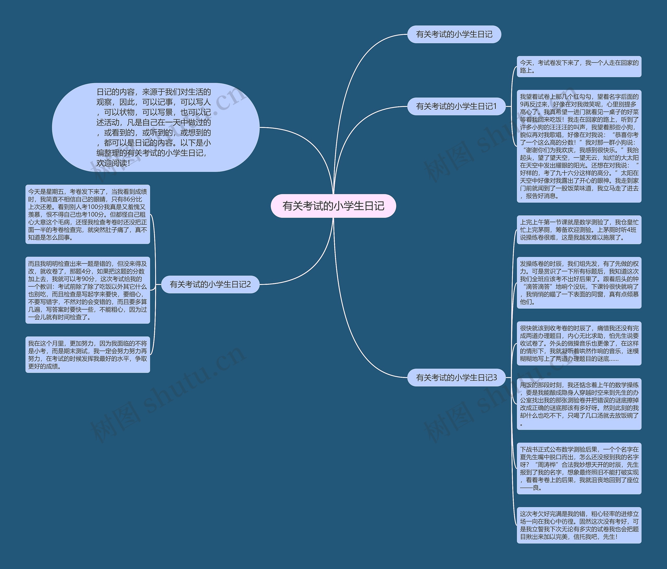 有关考试的小学生日记思维导图
