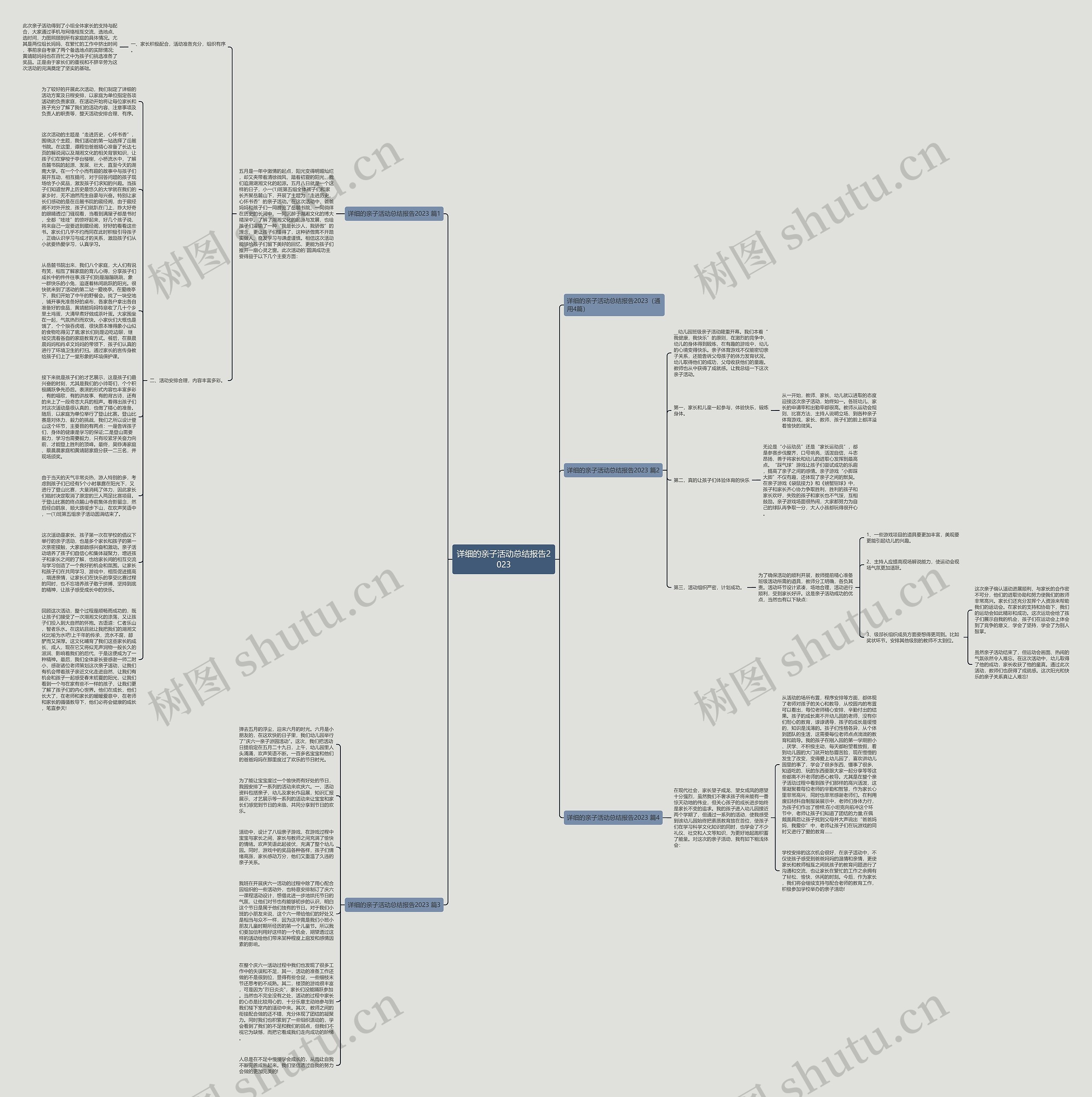 详细的亲子活动总结报告2023思维导图高清图 详细的亲子活动总结报告2023思维导图