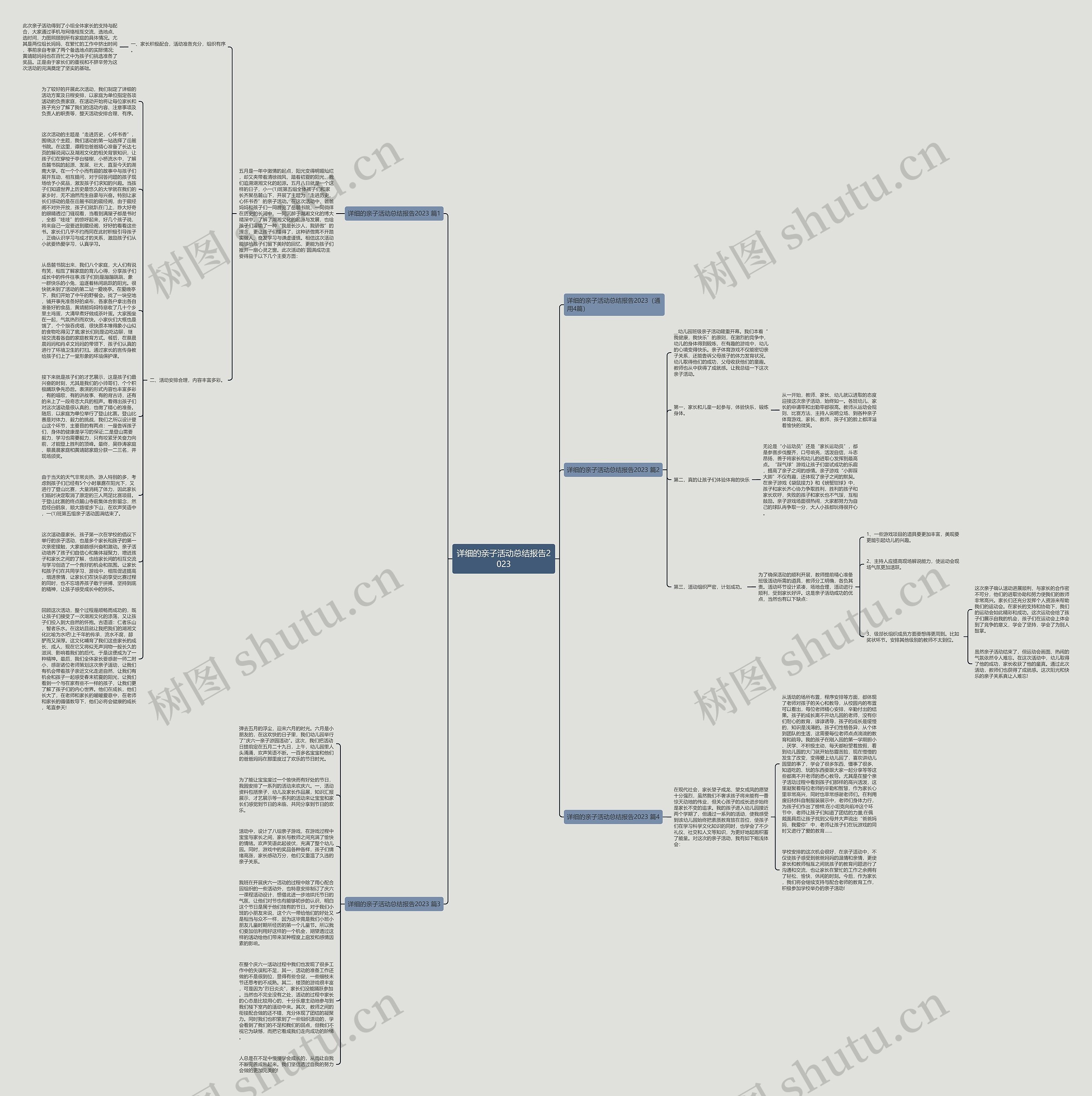 详细的亲子活动总结报告2023思维导图