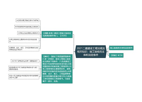 2021二建建设工程法规及相关知识：竣工验收的主体和法定条件