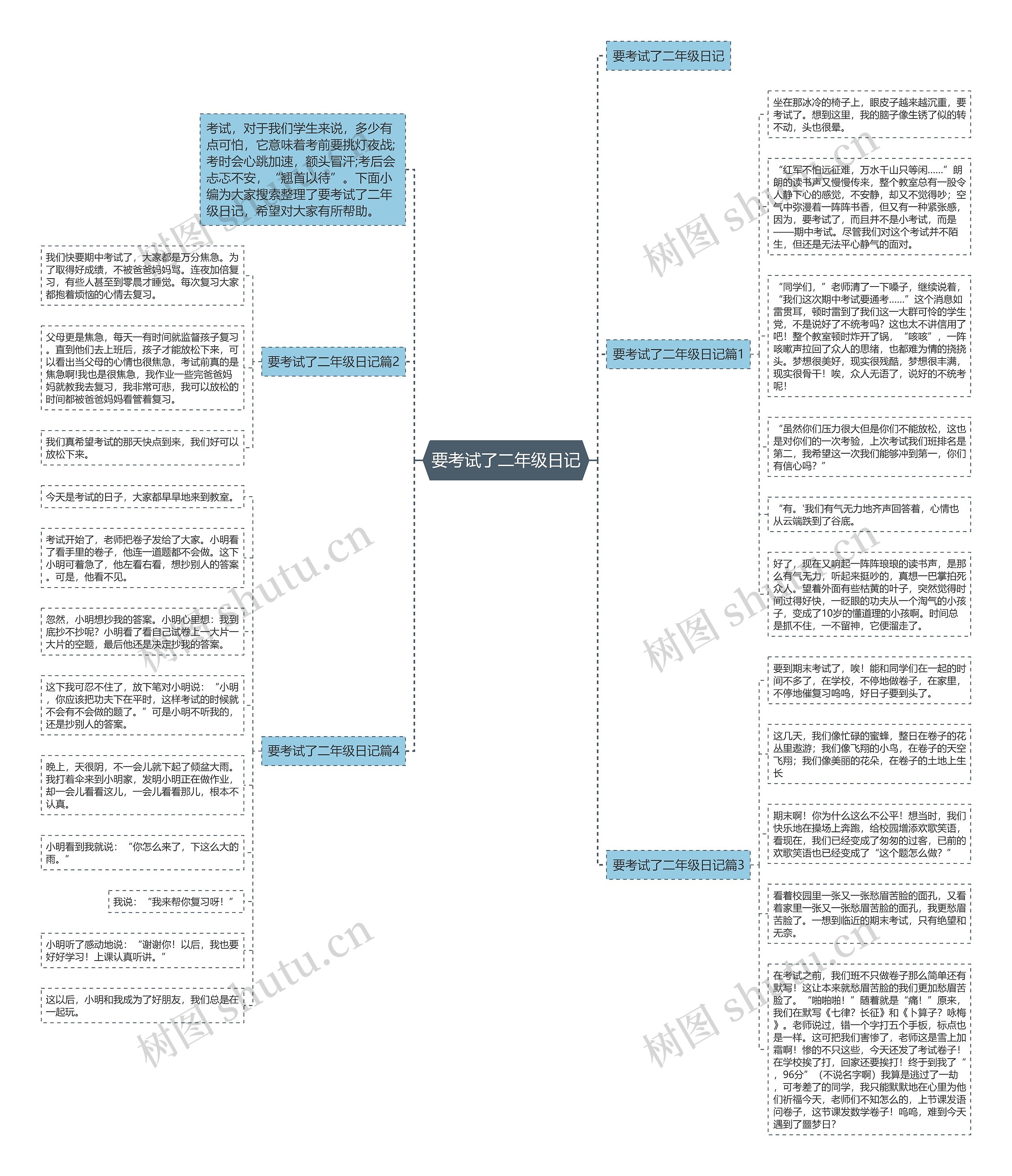 要考试了二年级日记思维导图