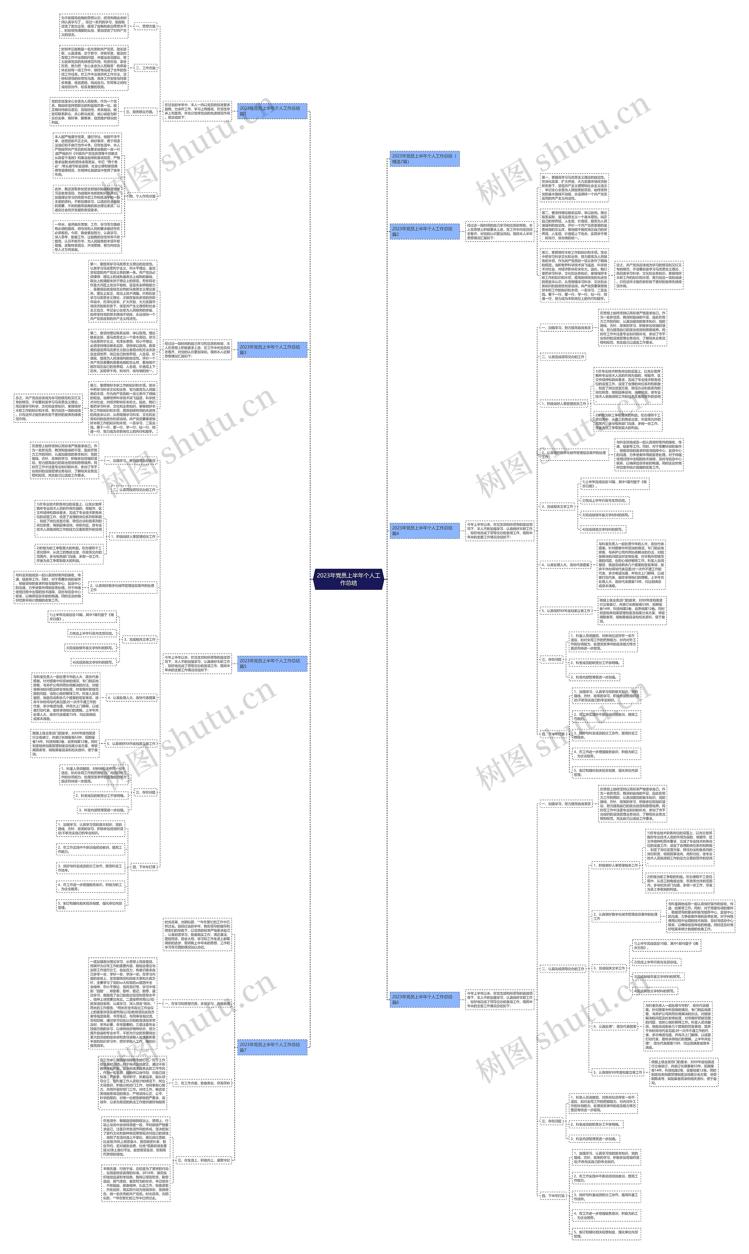 2023年党员上半年个人工作总结思维导图