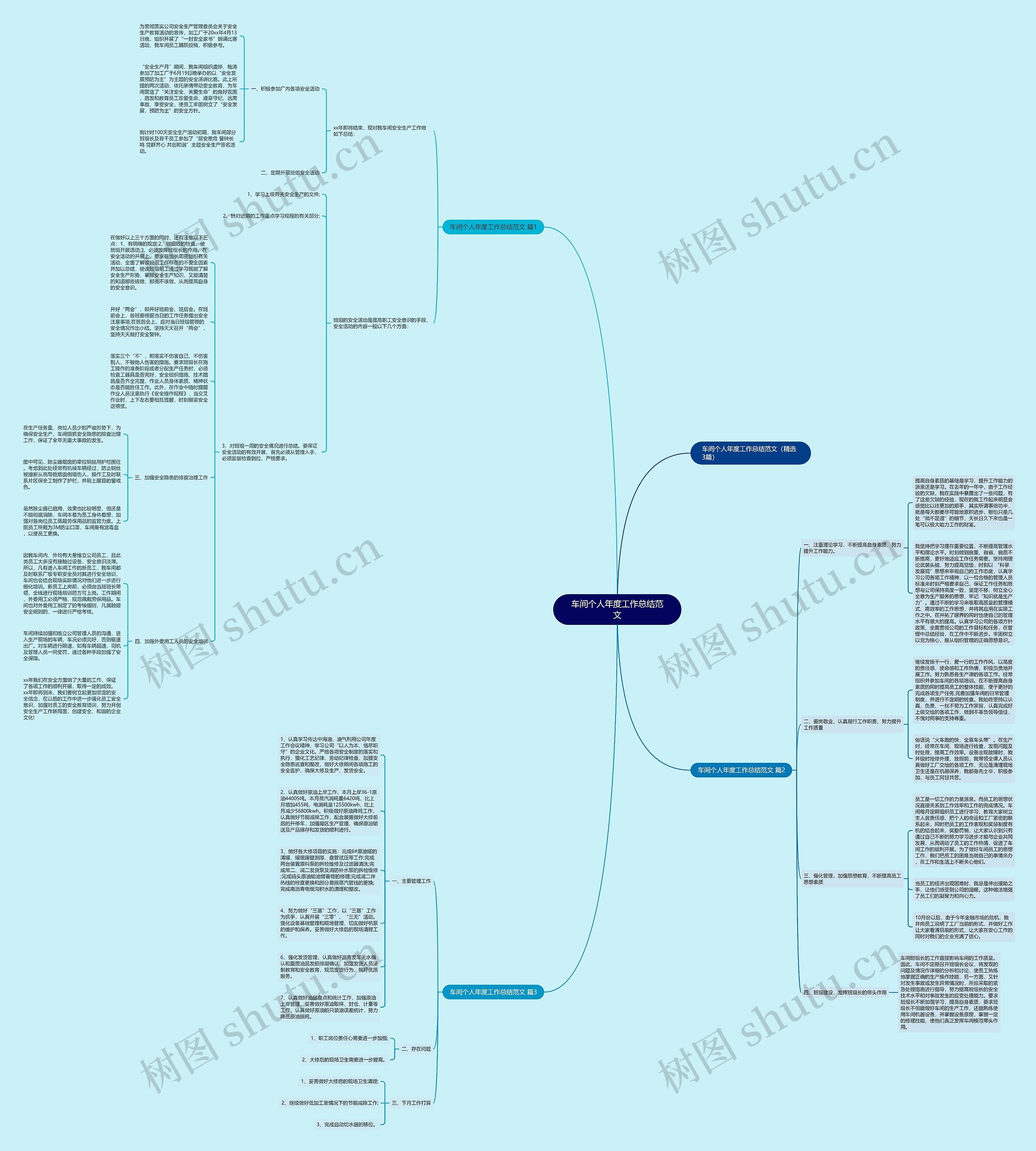 车间个人年度工作总结范文思维导图
