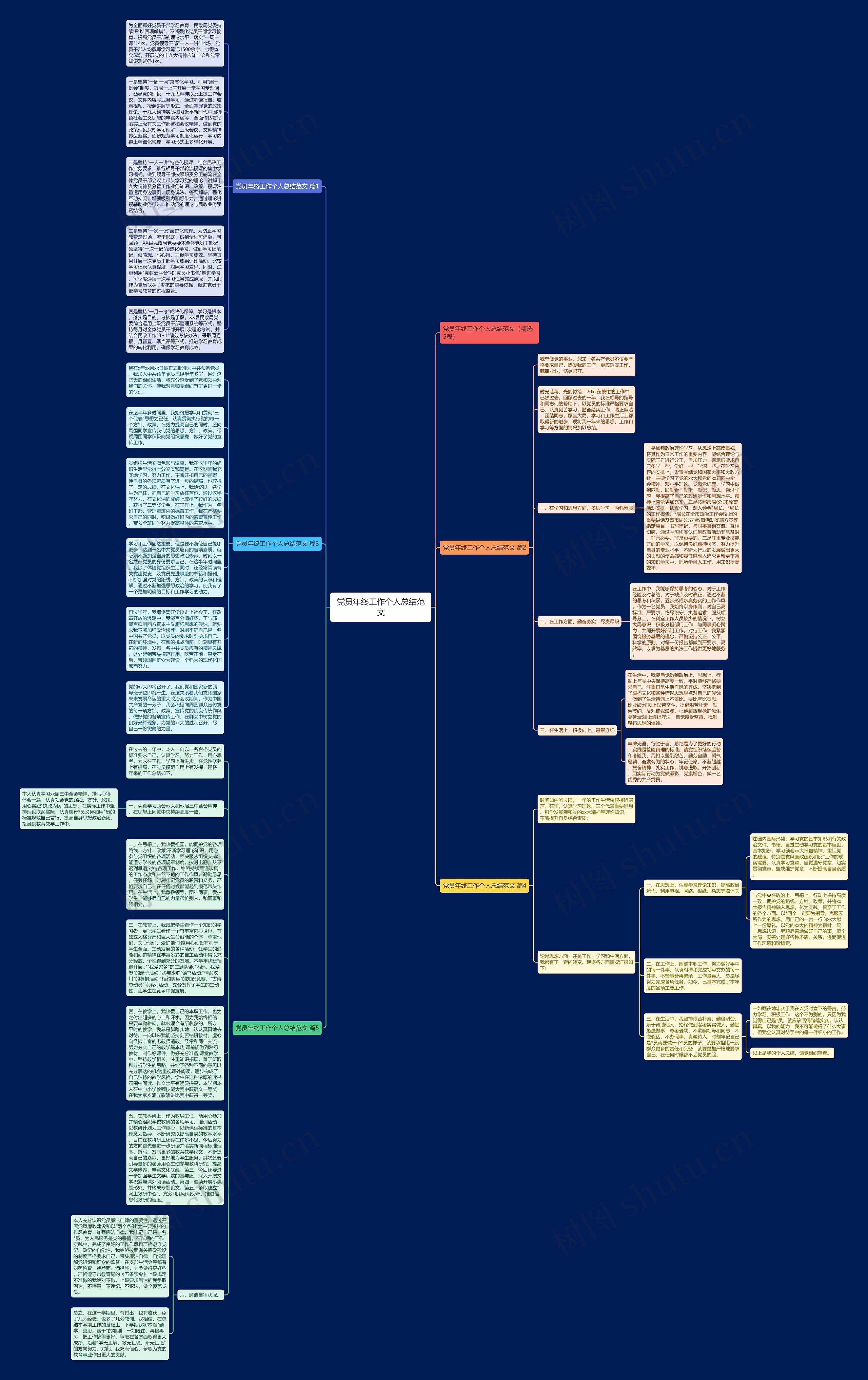 党员年终工作个人总结范文思维导图