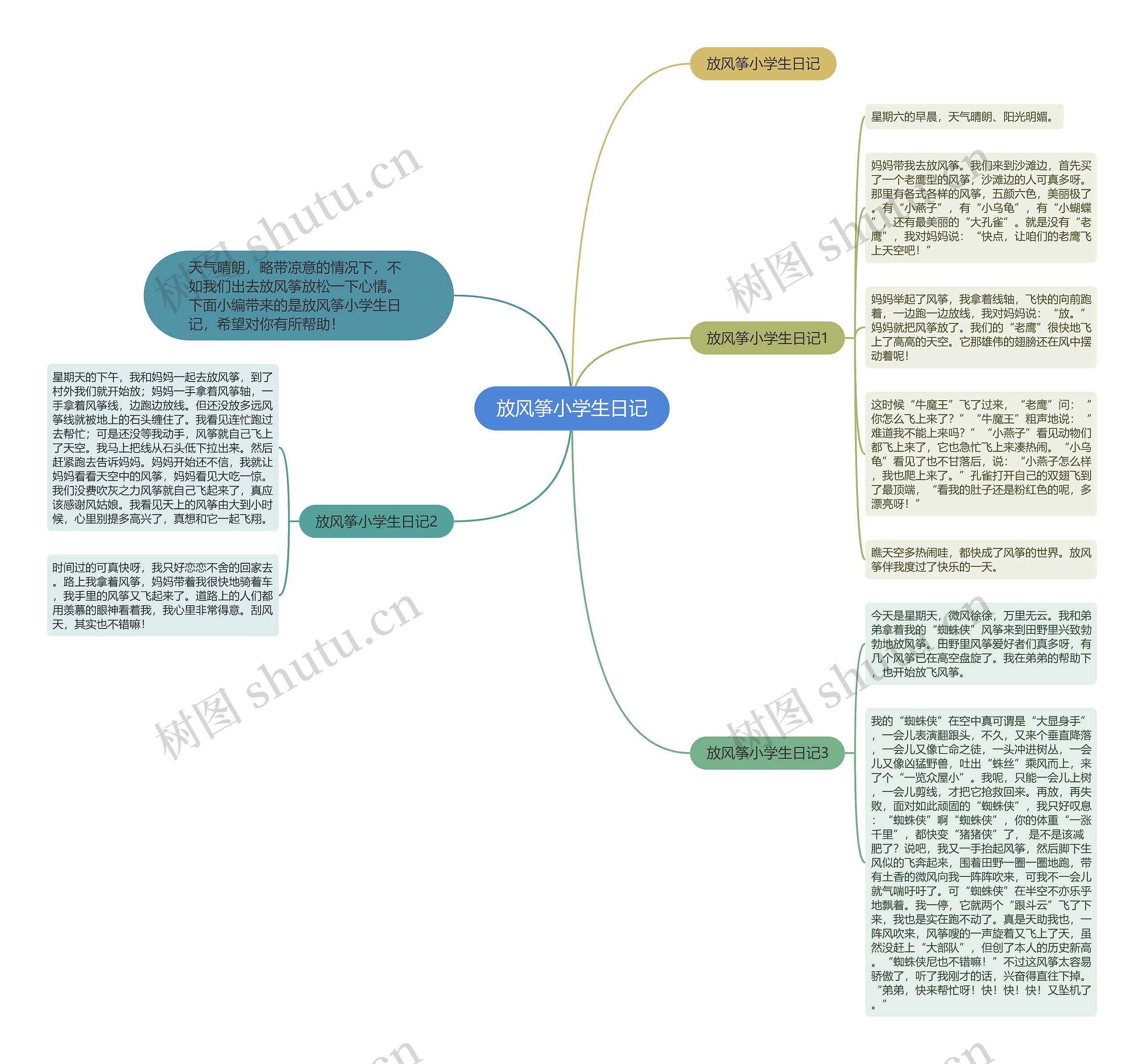 放风筝小学生日记思维导图