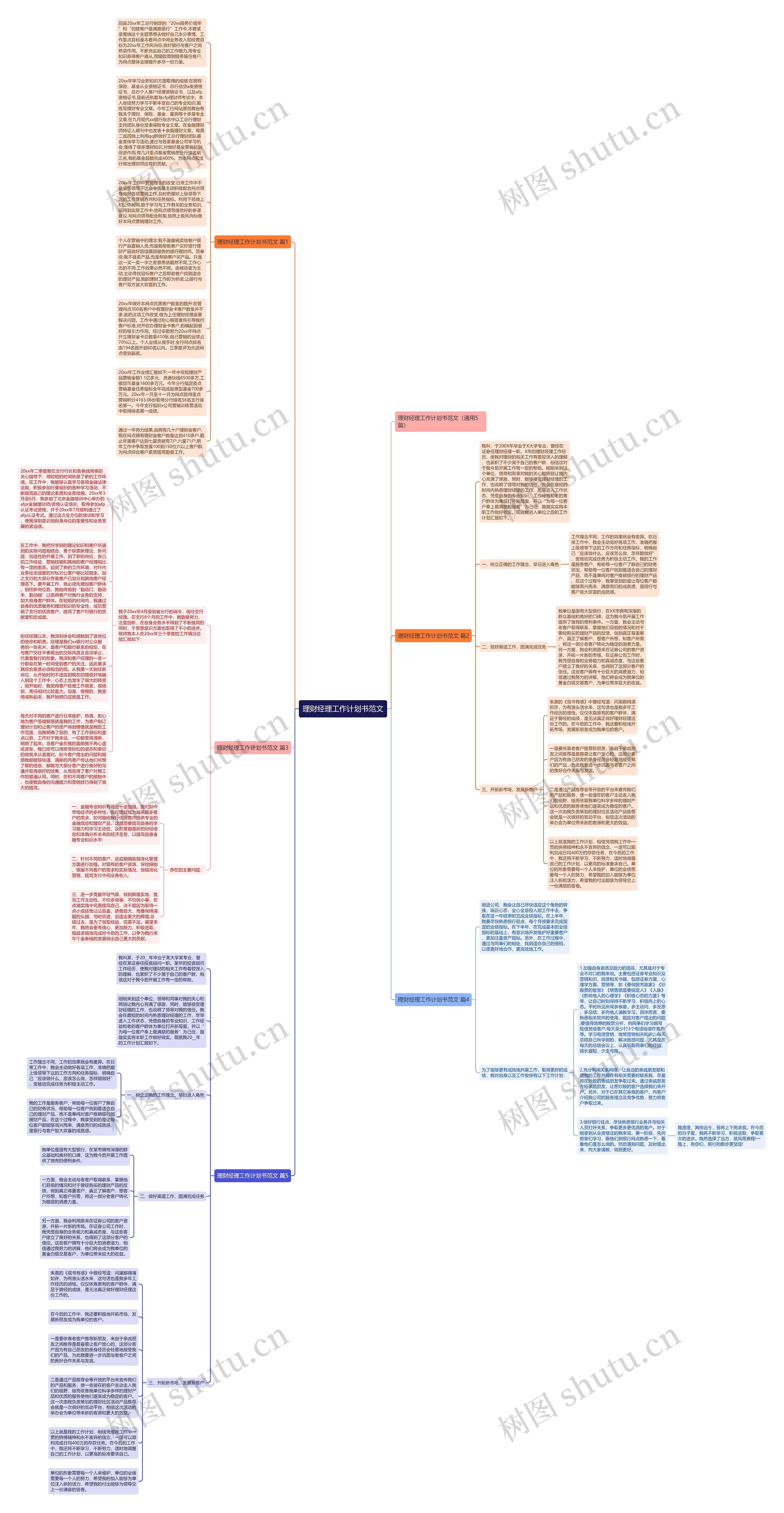 理财经理工作计划书范文思维导图