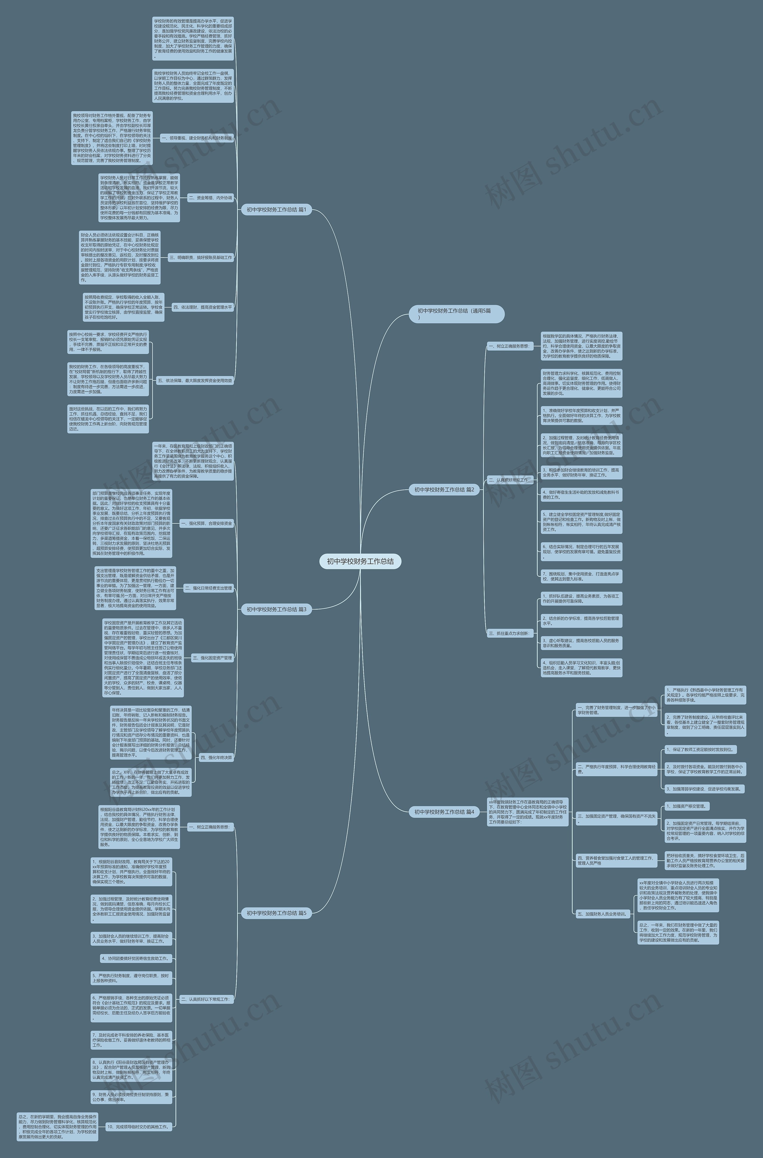 初中学校财务工作总结思维导图