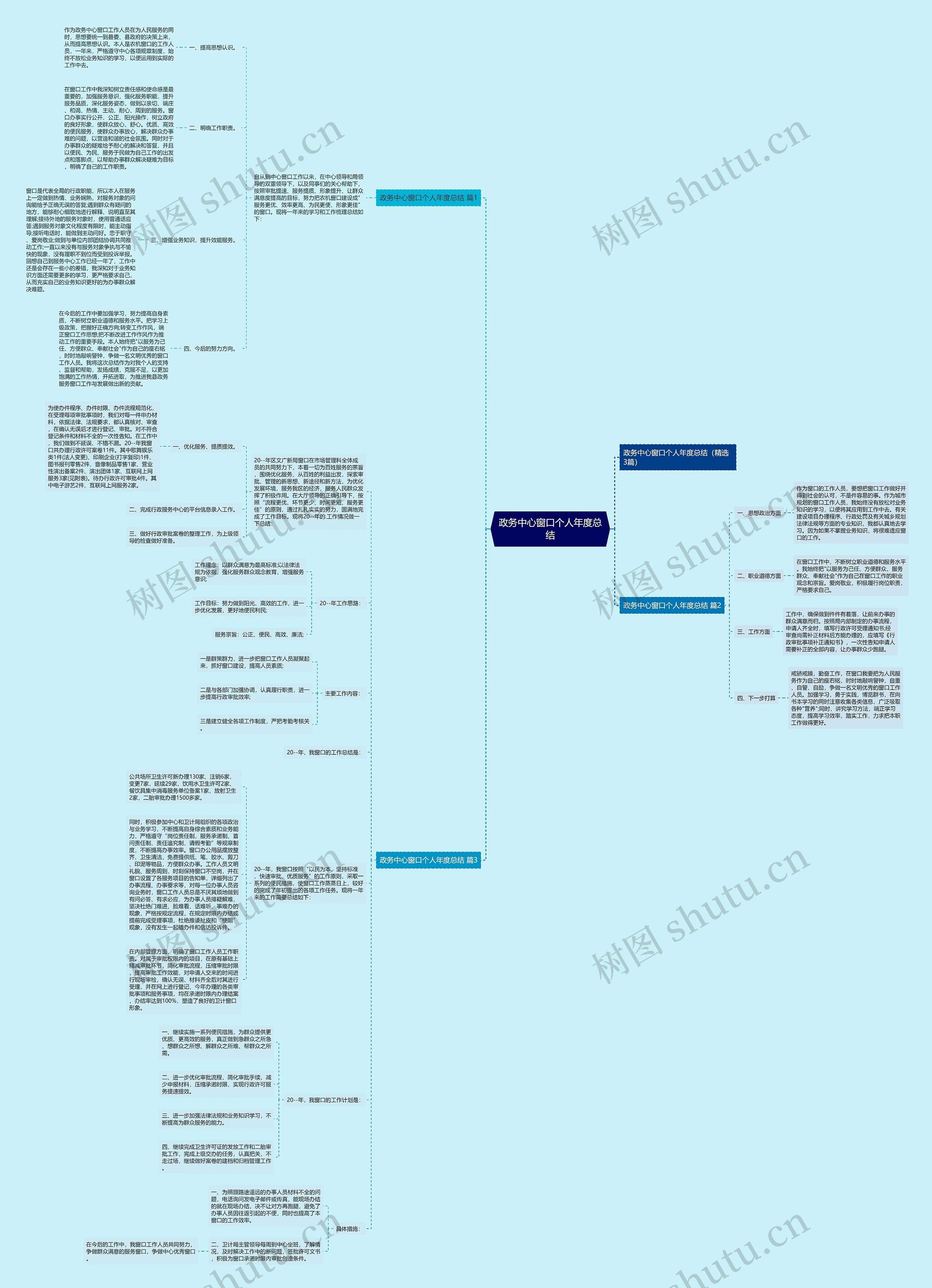 政务中心窗口个人年度总结思维导图