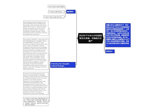 2022年下半年大学英语四级范文背诵：非物质文化遗产