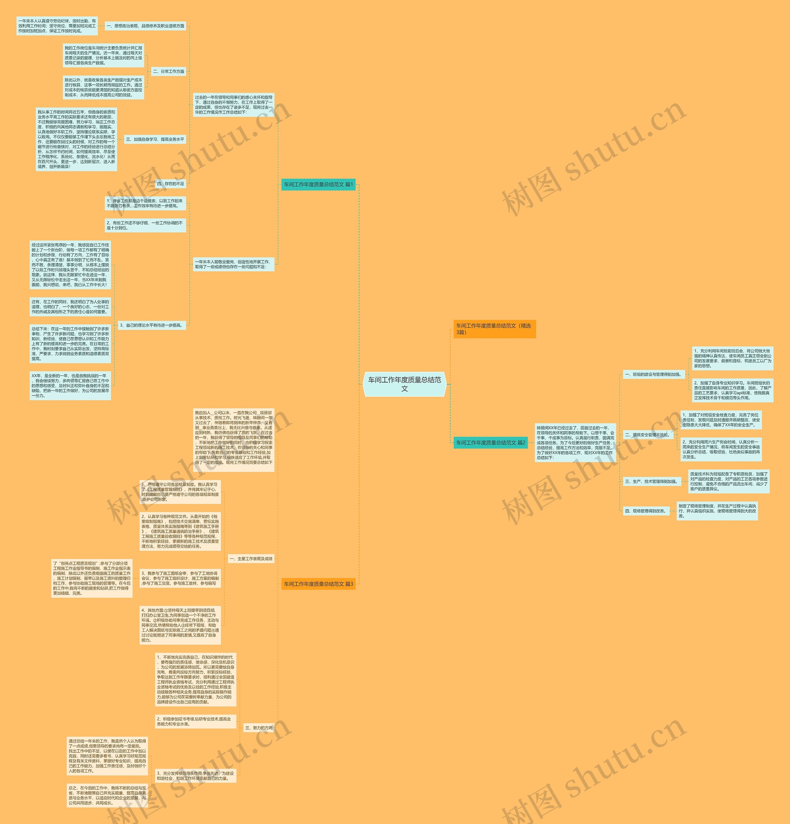 车间工作年度质量总结范文思维导图