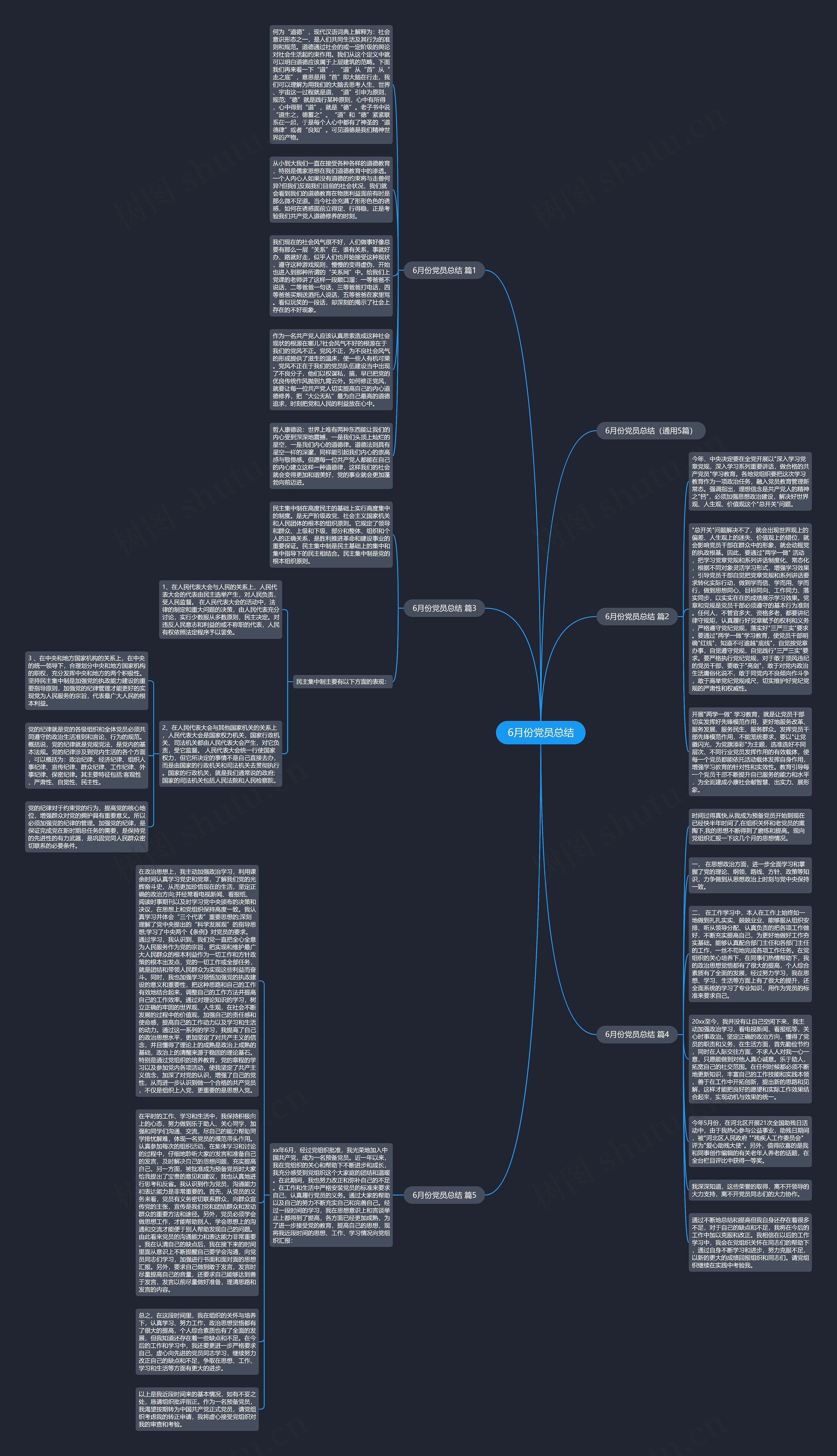 6月份党员总结思维导图